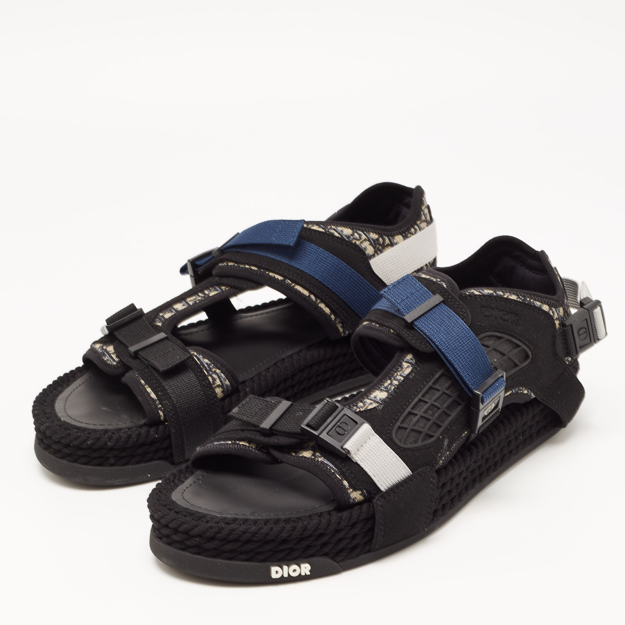 

DIOR Black/Grey Jacquard Atlas Sandals Size