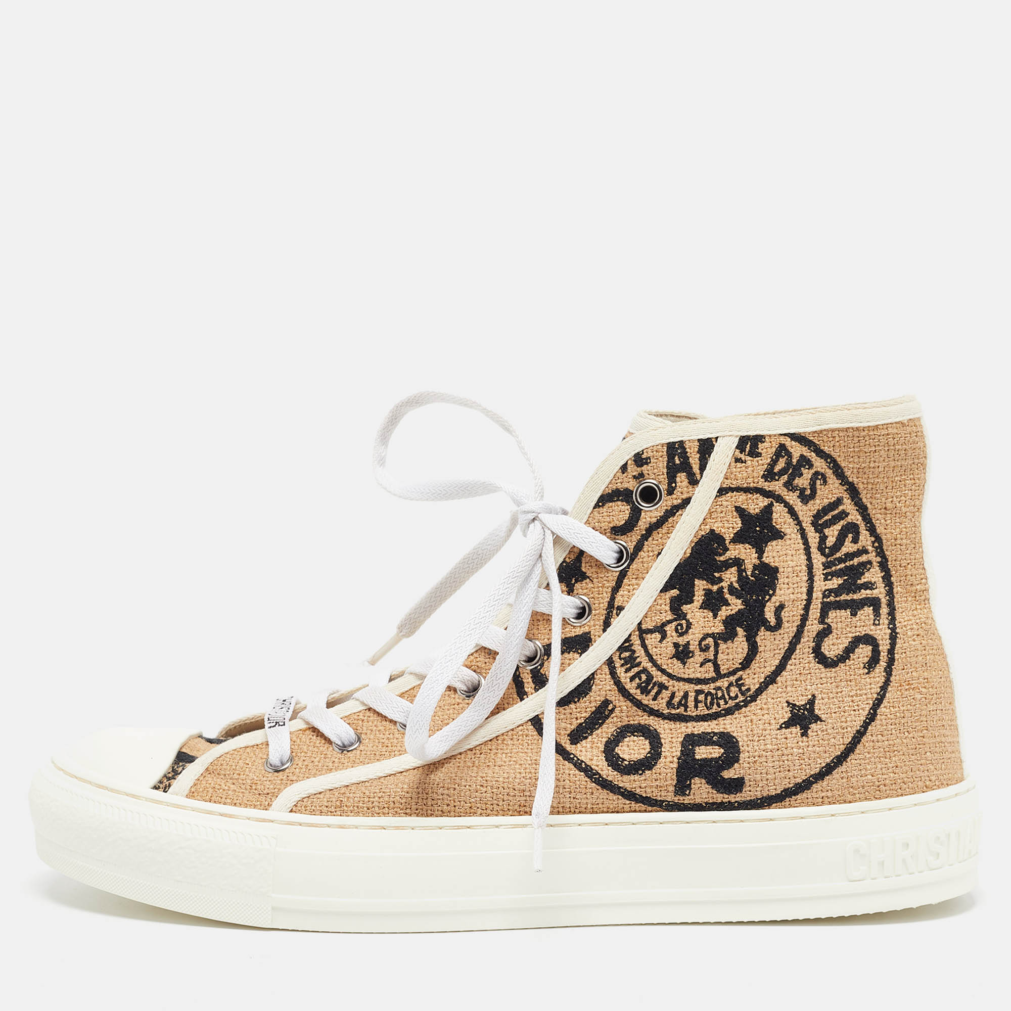 

Dior Beige Jute Union Embroidered Walk'n'Dior Sneakers Size