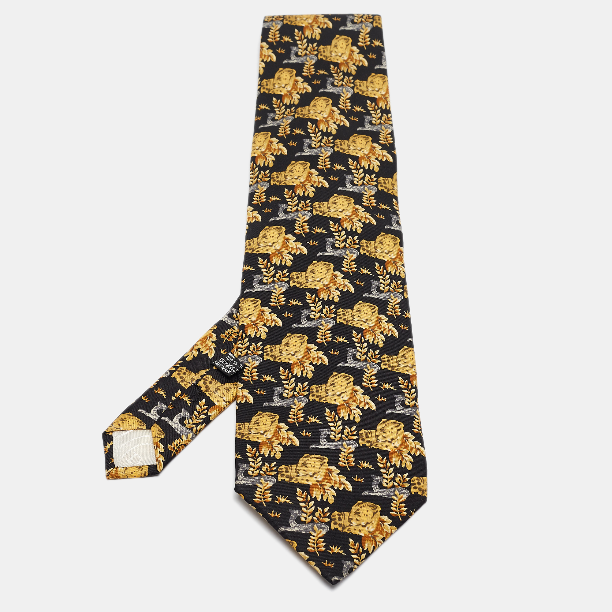 

Christian Dior Monsieur Black/Yellow Printed Silk Traditional Tie