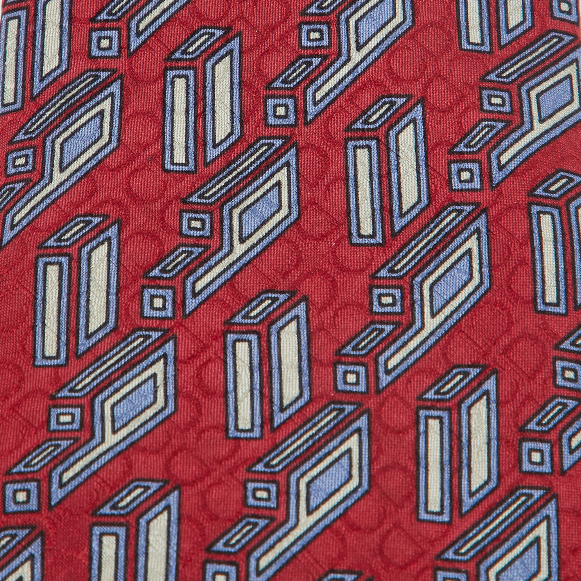 Christian Dior Vintage Red/Blue Patterned Silk Classic Tie 
