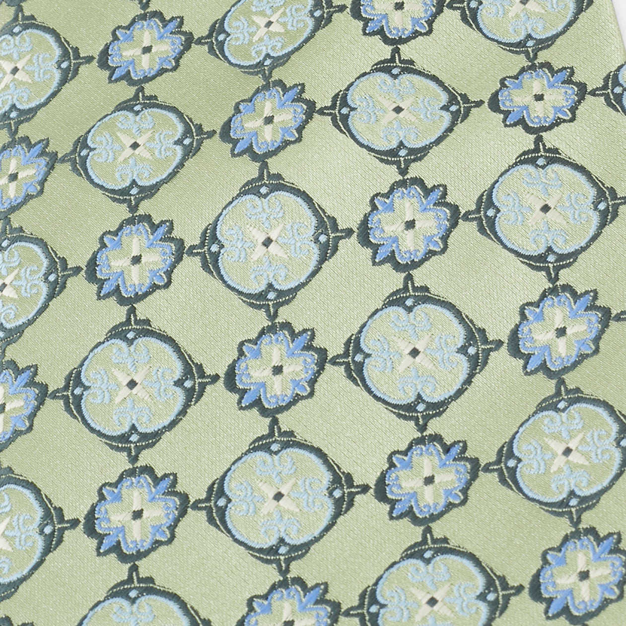 Dior Green Vintage Floral Jacquard Silk Traditional Tie 