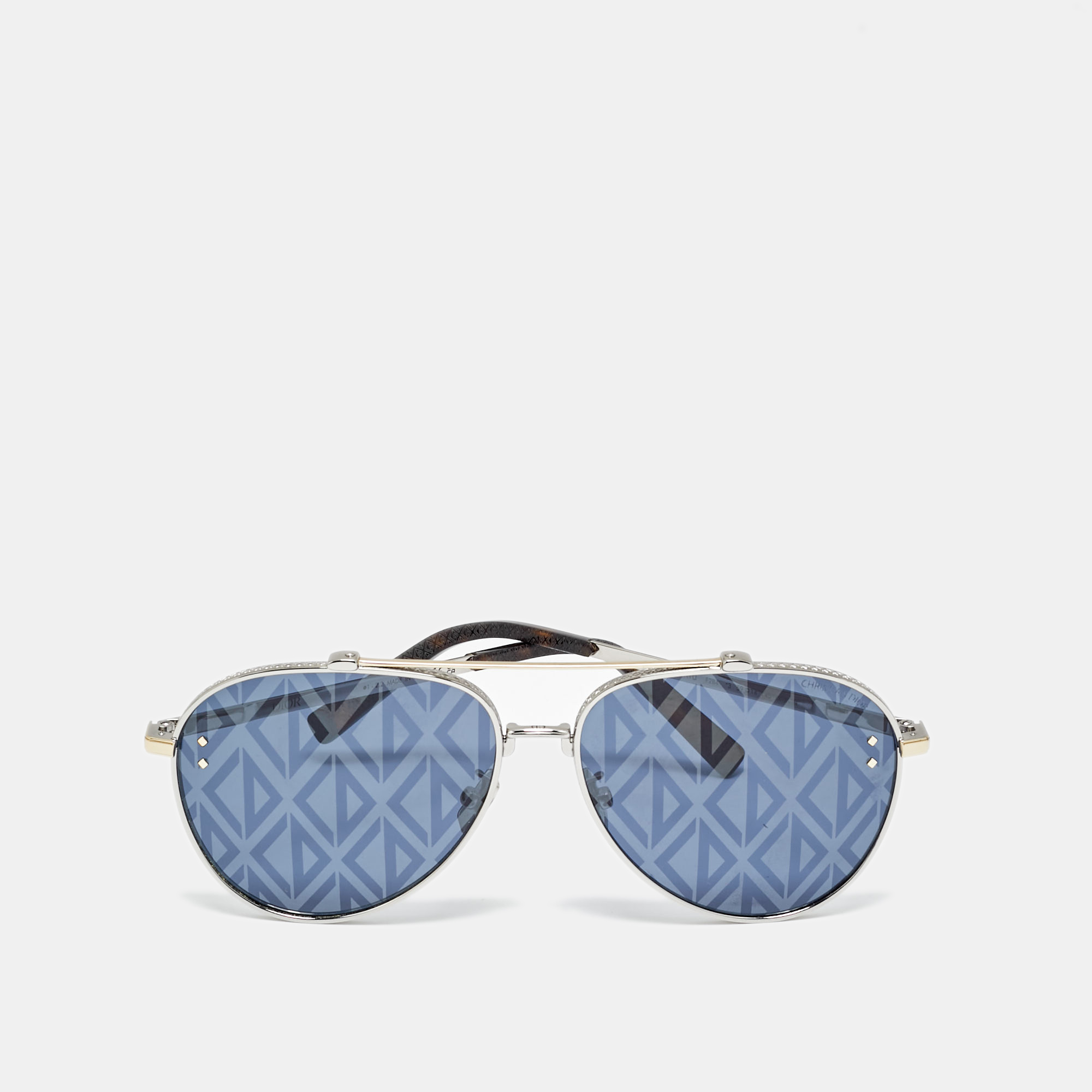 

Dior Blue/Silver Tone CD Diamond A1U F2B4 Aviator Sunglasses