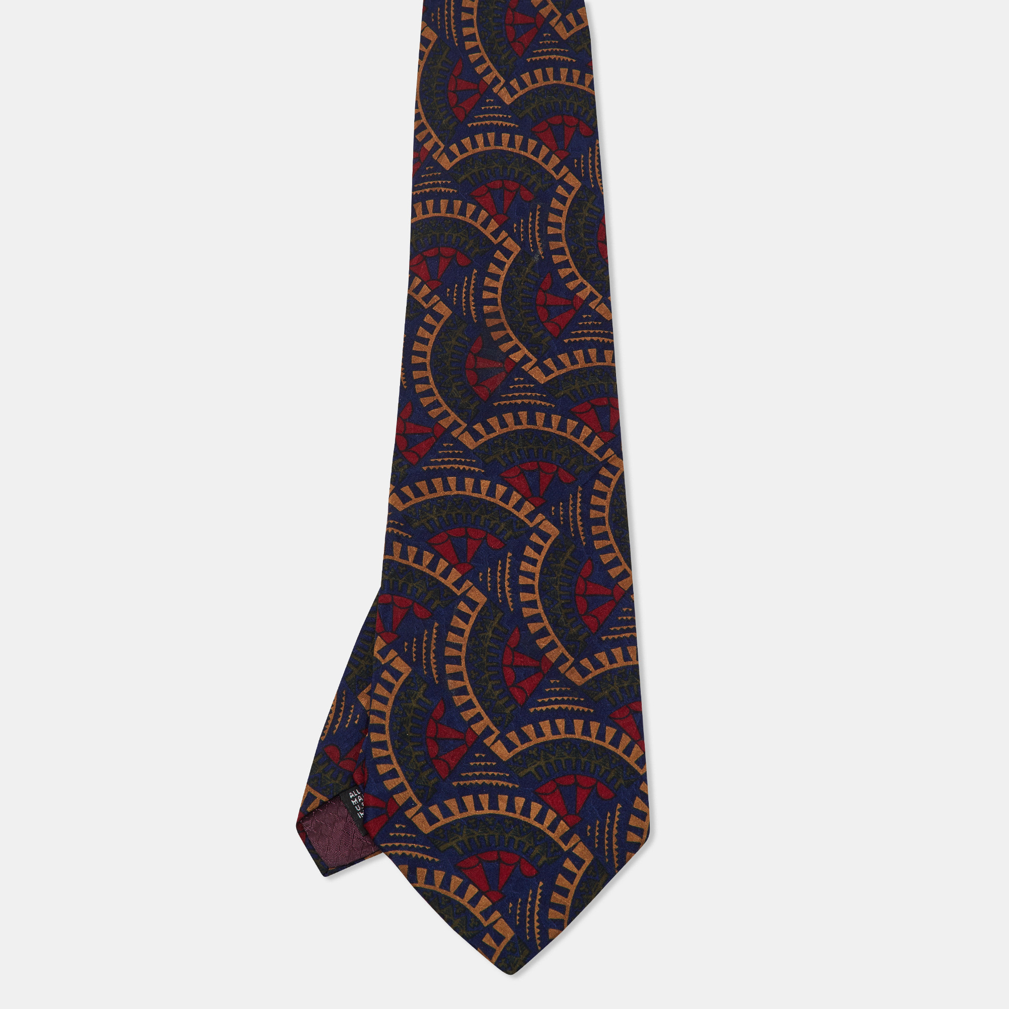 Pre-owned Dior Monsieur Vintage Navy Blue Printed Silk Traditional Tie