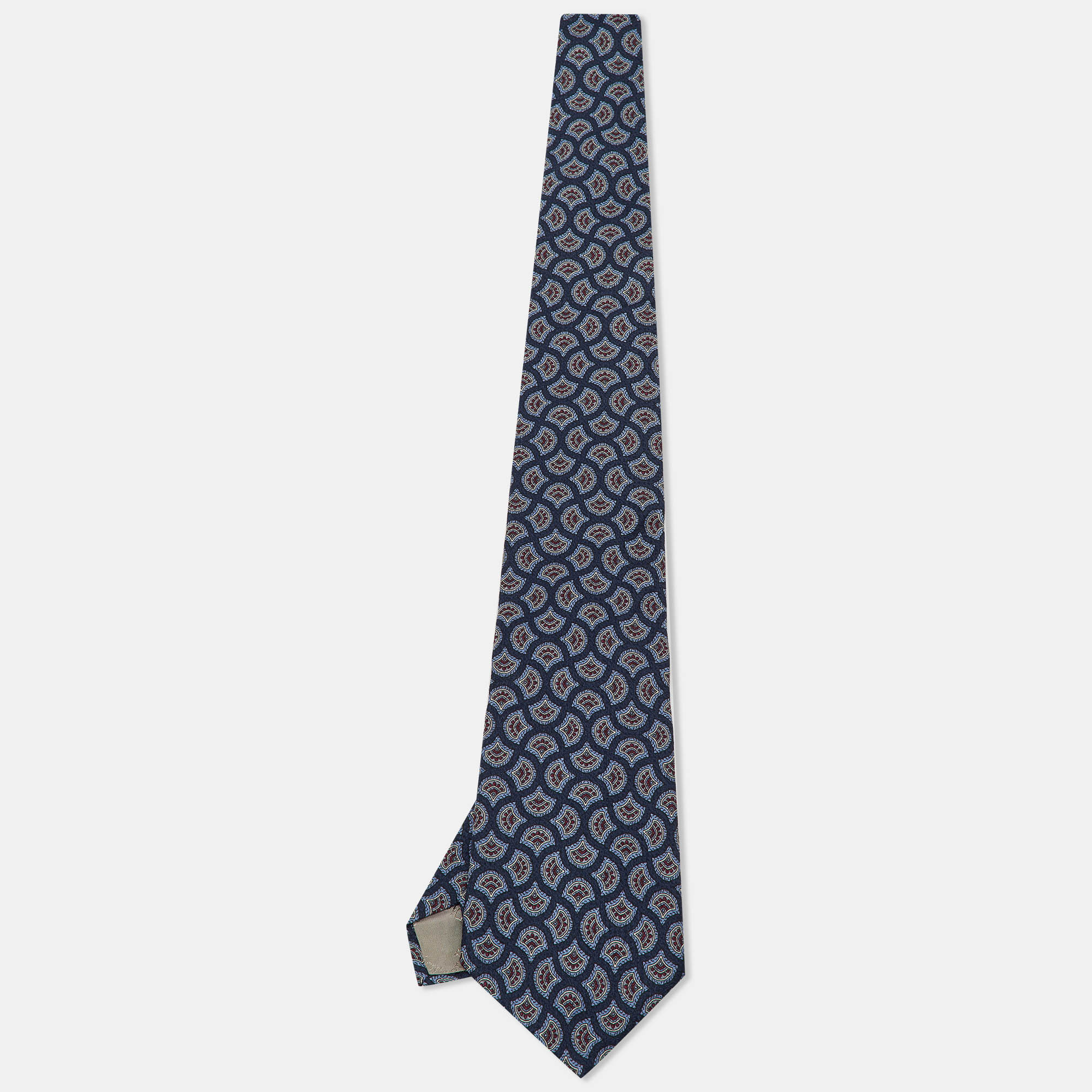 Pre-owned Dior Vintage Navy Blue Printed Silk Tie