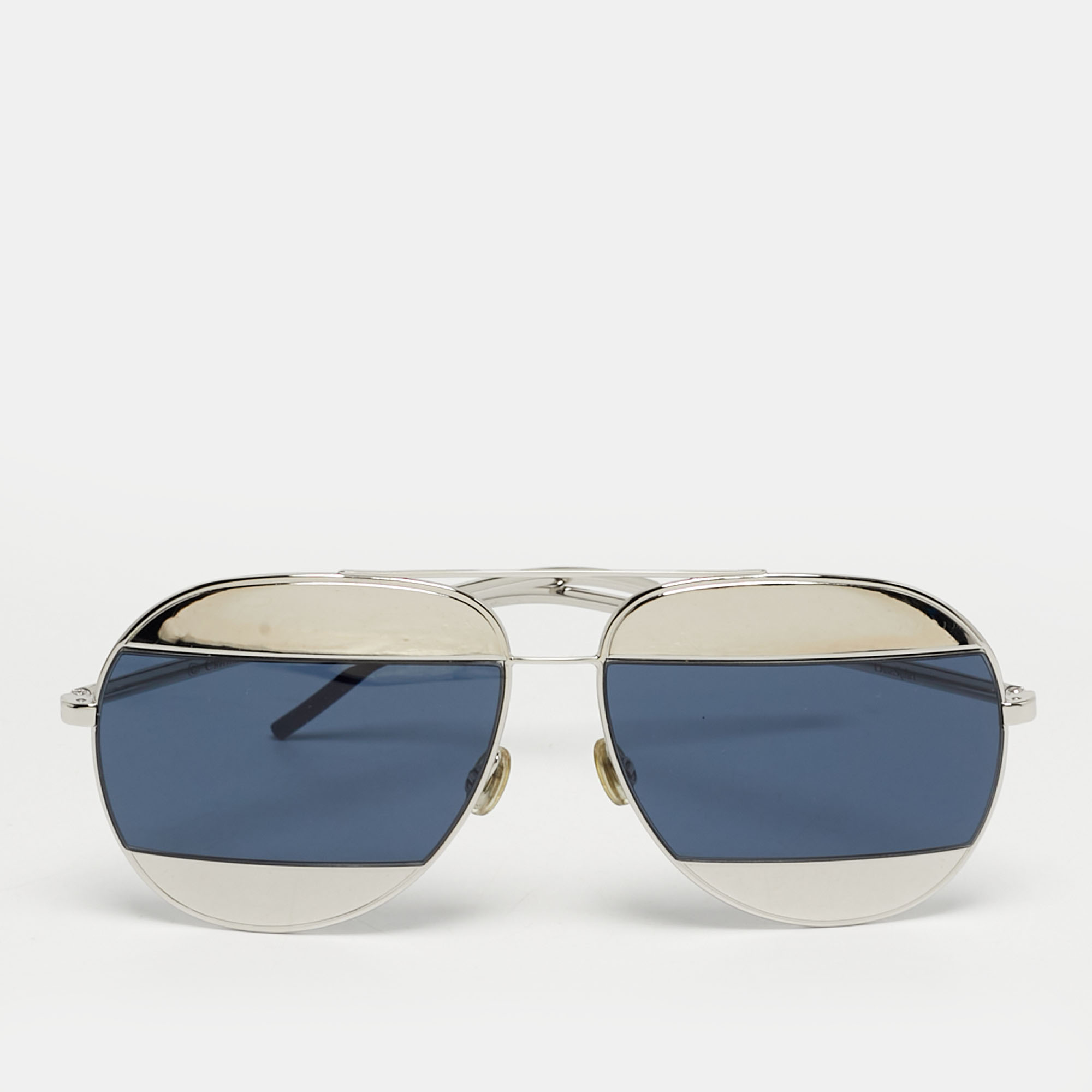 

Dior Blue/Silver Tone 010 KU DiorSplit1 Aviator Sunglasses