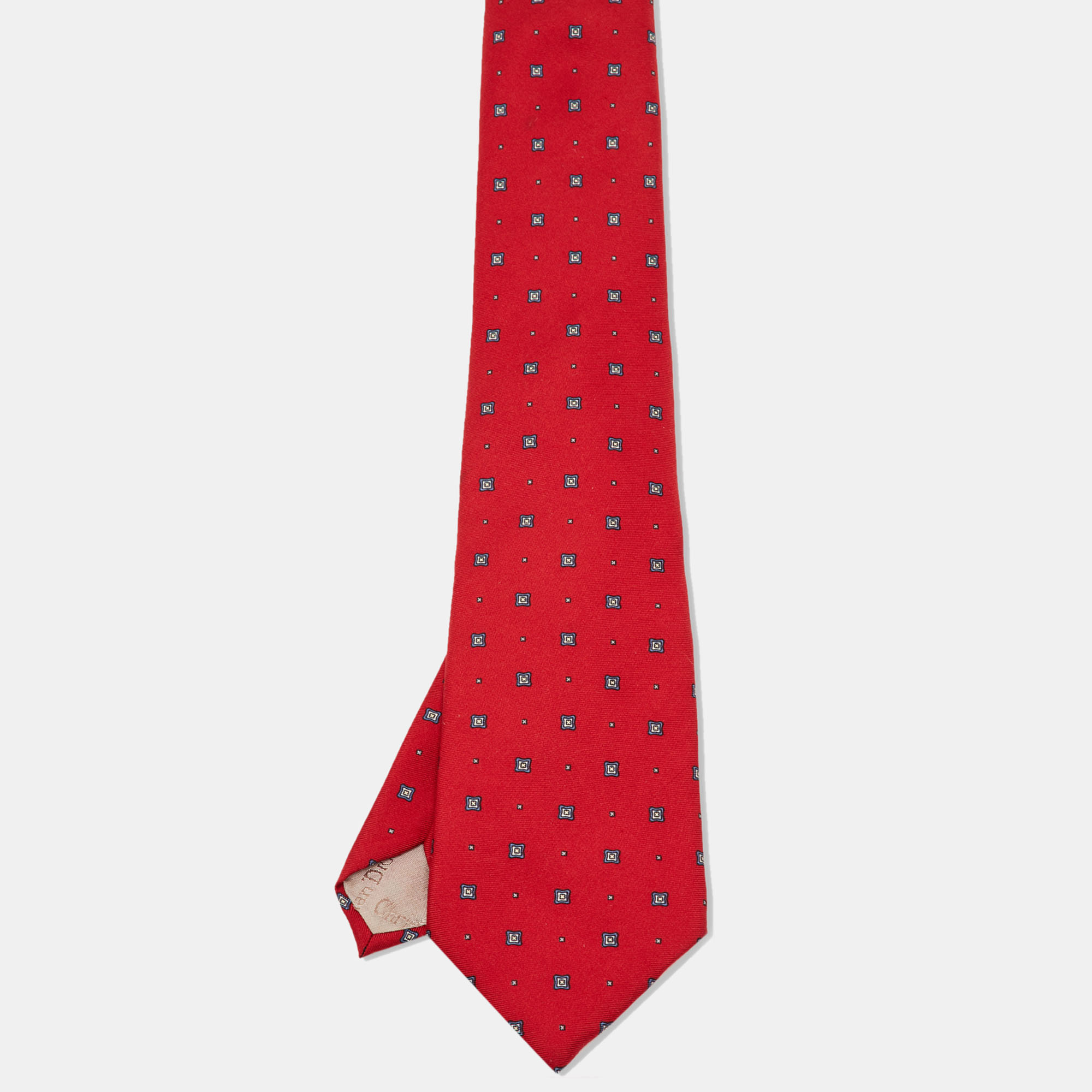 

Dior Vintage Red Cross Print Silk Tie
