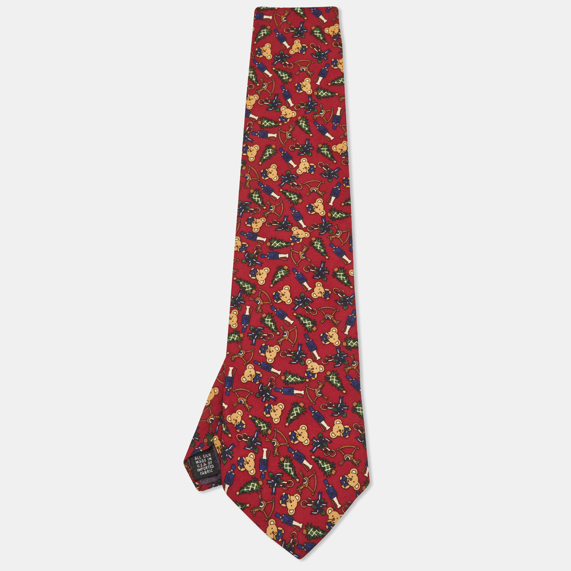 

Dior Vintage Christmas Print Silk Traditional Tie, Burgundy