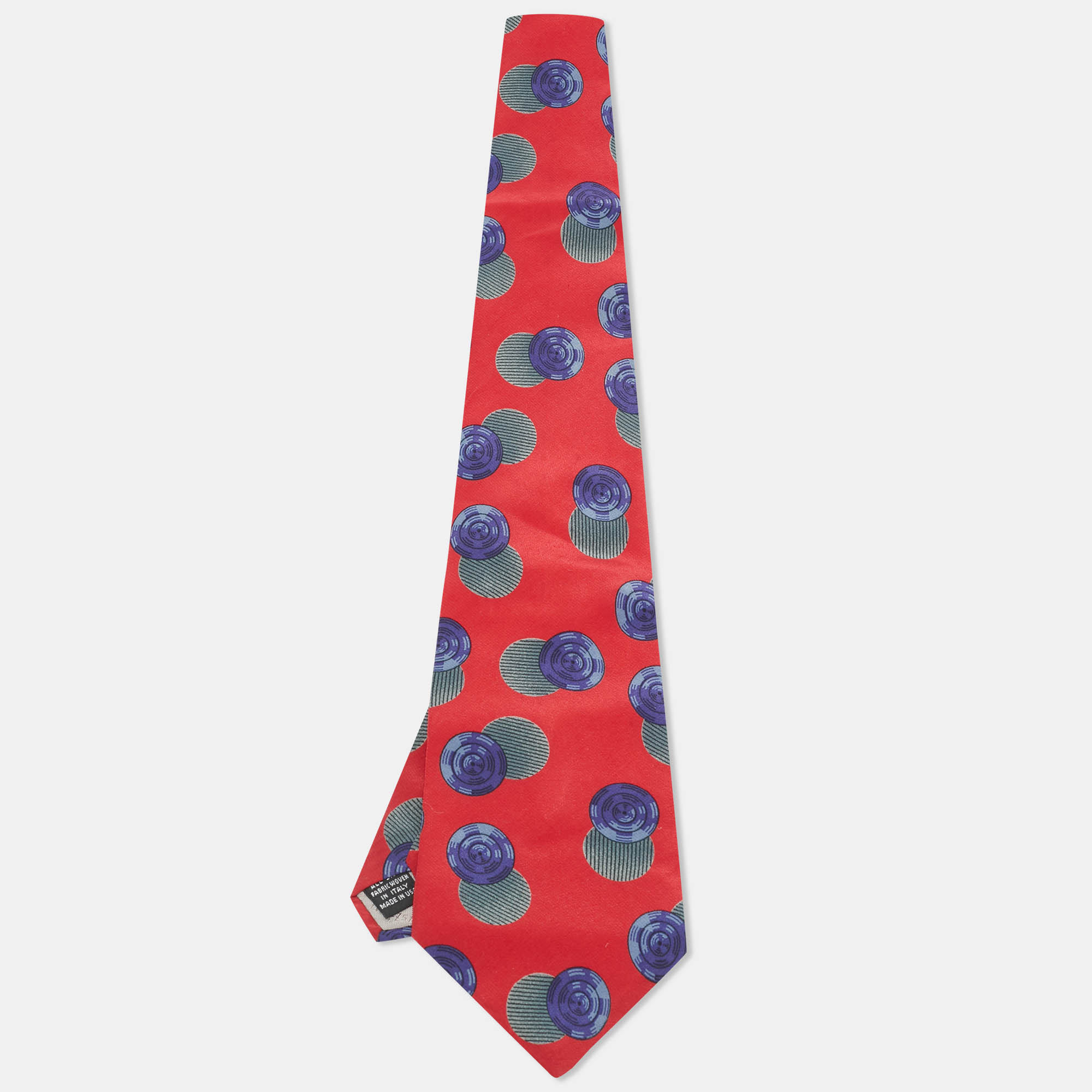 

Christian Dior Monsieur Vintage Red Circle Print Silk Tie