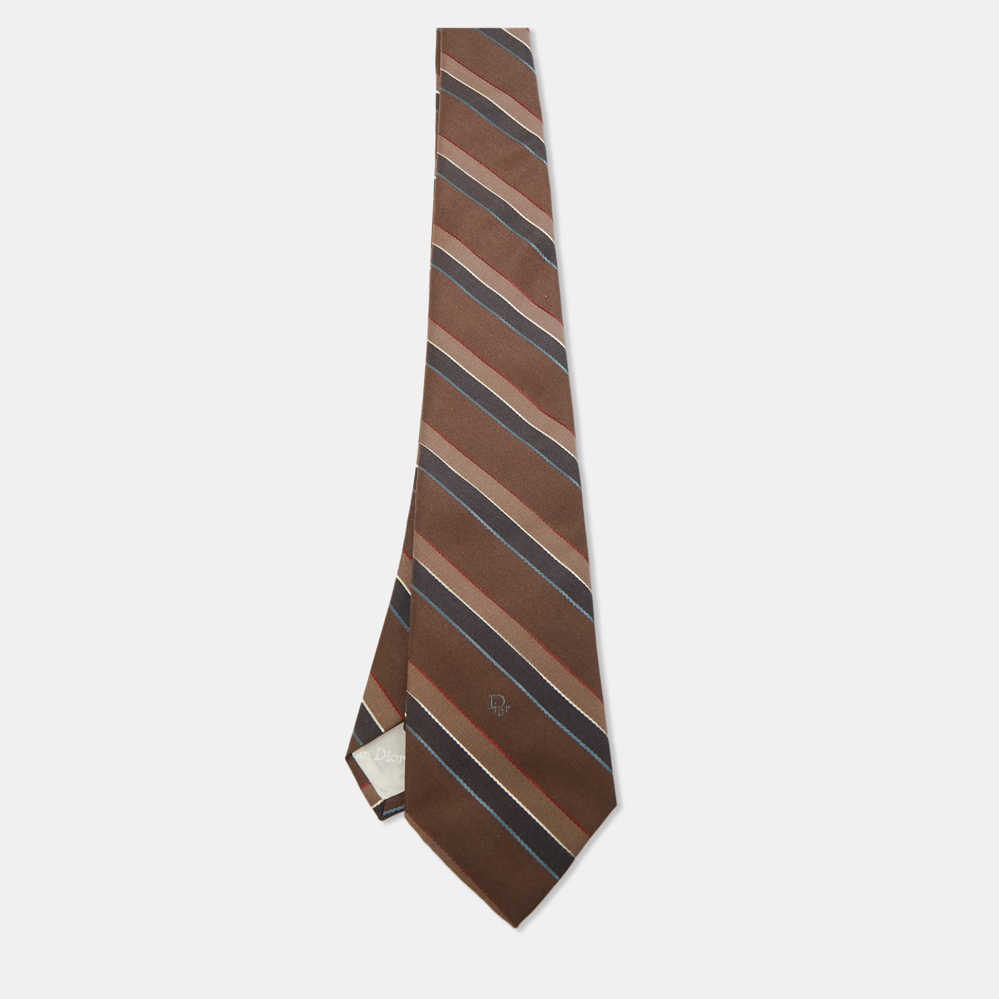 

Dior Vintage Brown Diagonal Striped Classic Tie