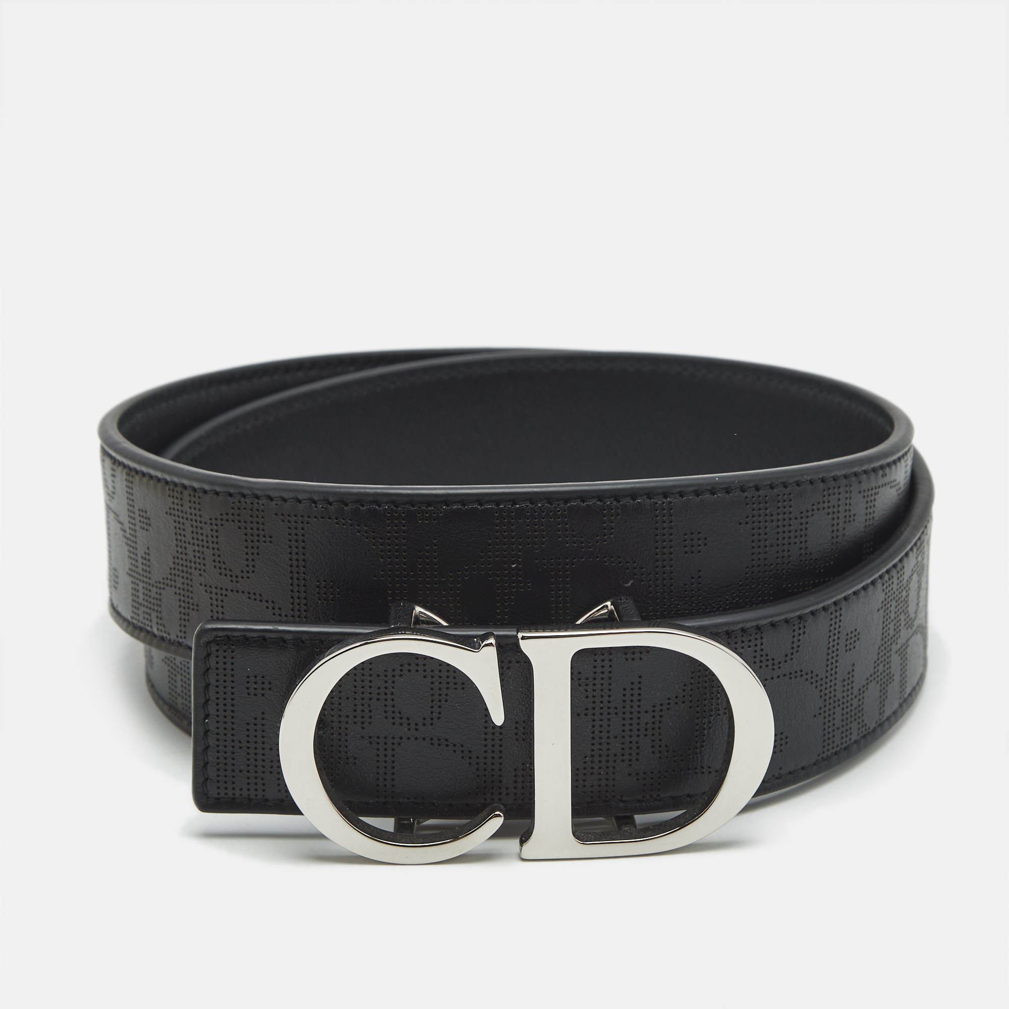 

Dior CD  Buckle Belt Black Oblique Leather