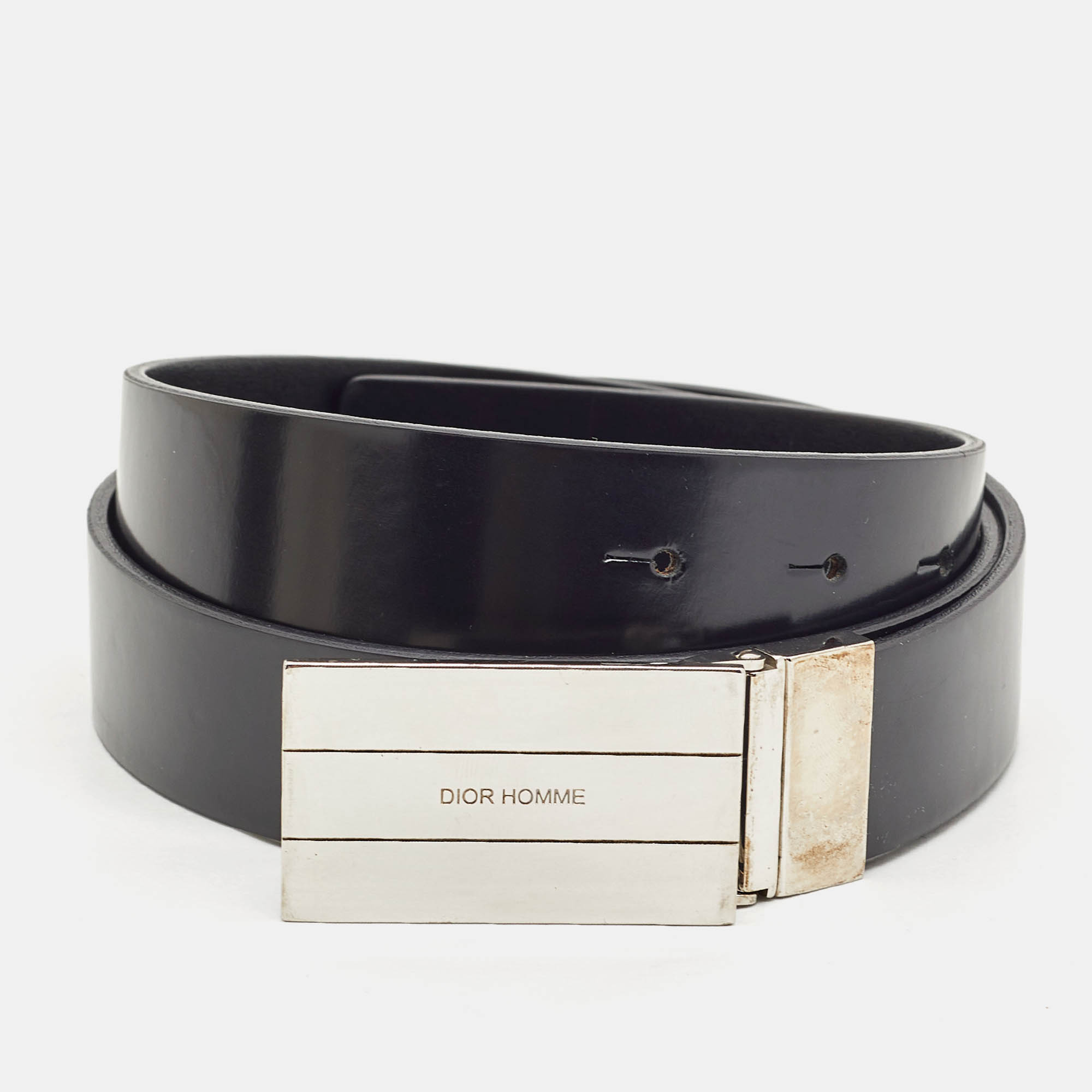 Dior Homme Cut to Size Reversible Buckle Belt Black Leather