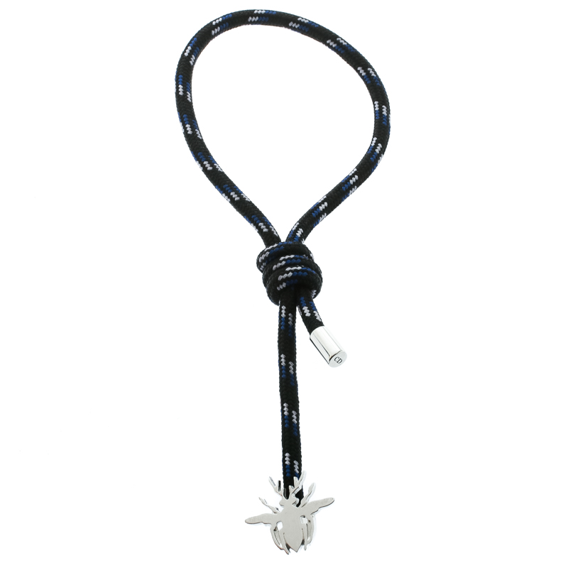 Dior Bee Silver & Woven Cord Adjustable Bracelet 