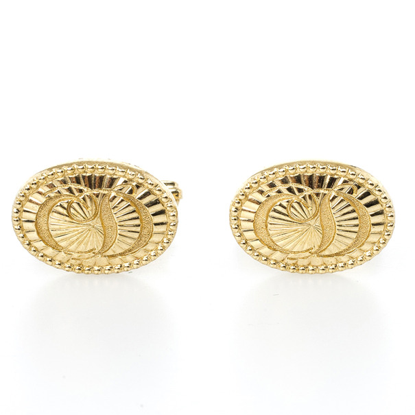 Christian Dior Logo Gold Plated Round Cufflinks