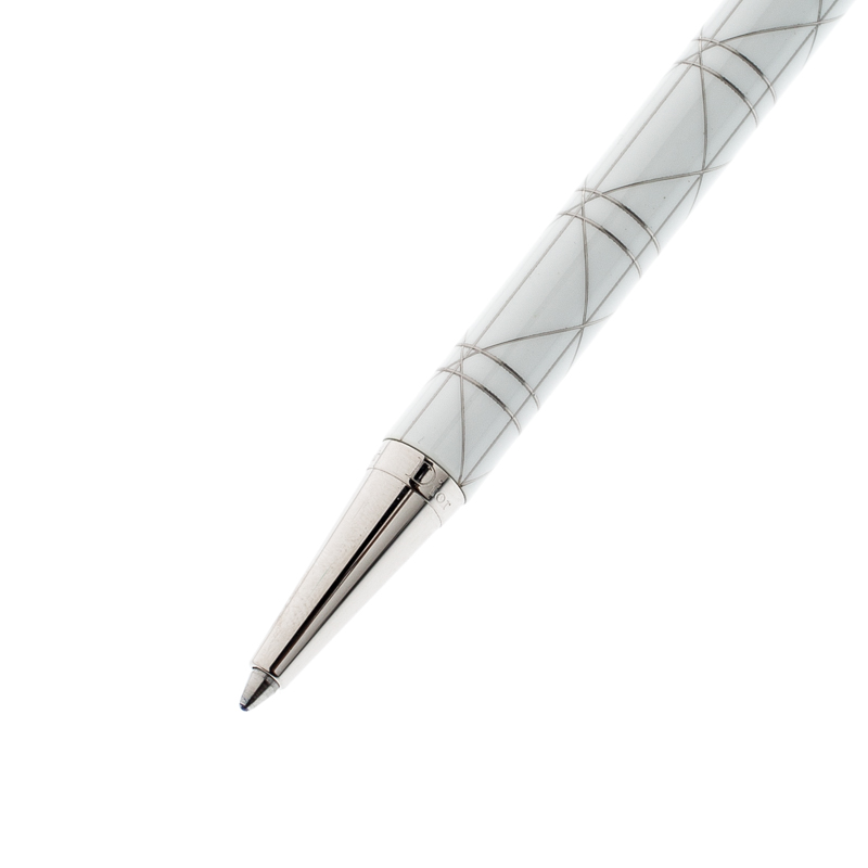 

Dior White Composite Engraved Silver Tone Ballpoint Pen