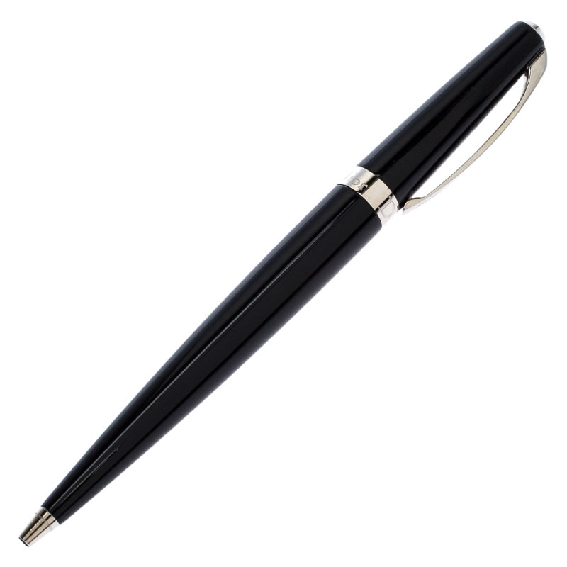 Dior Black Lacquer Diamond Encrusted Silver Tone Ball Point Pen
