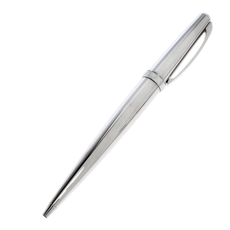 Pre Owned Dior White Ceramic Embellished Silver Tone Ballpoint Pen