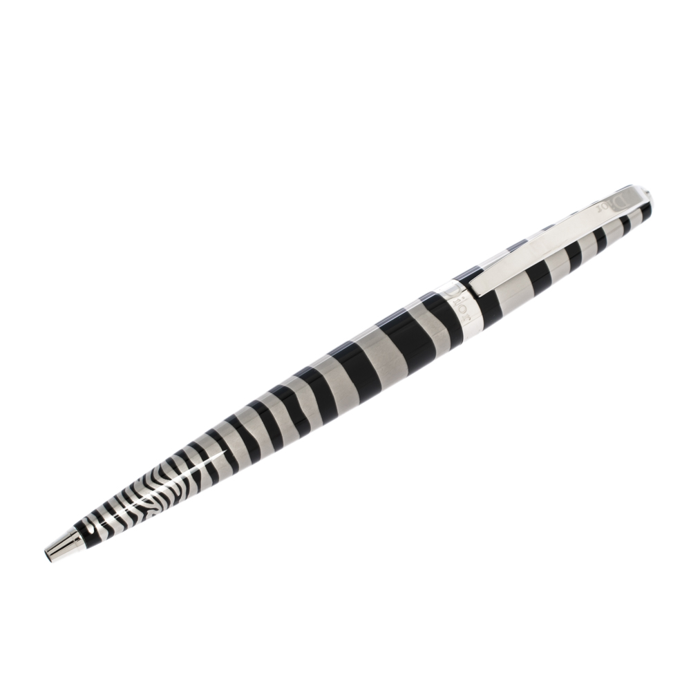 Dior Zebra Printed Silver Tone Ballpoint Pen
