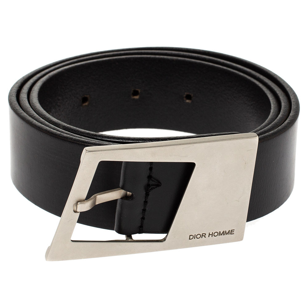 

Dior Homme Black Leather Square Buckle Belt