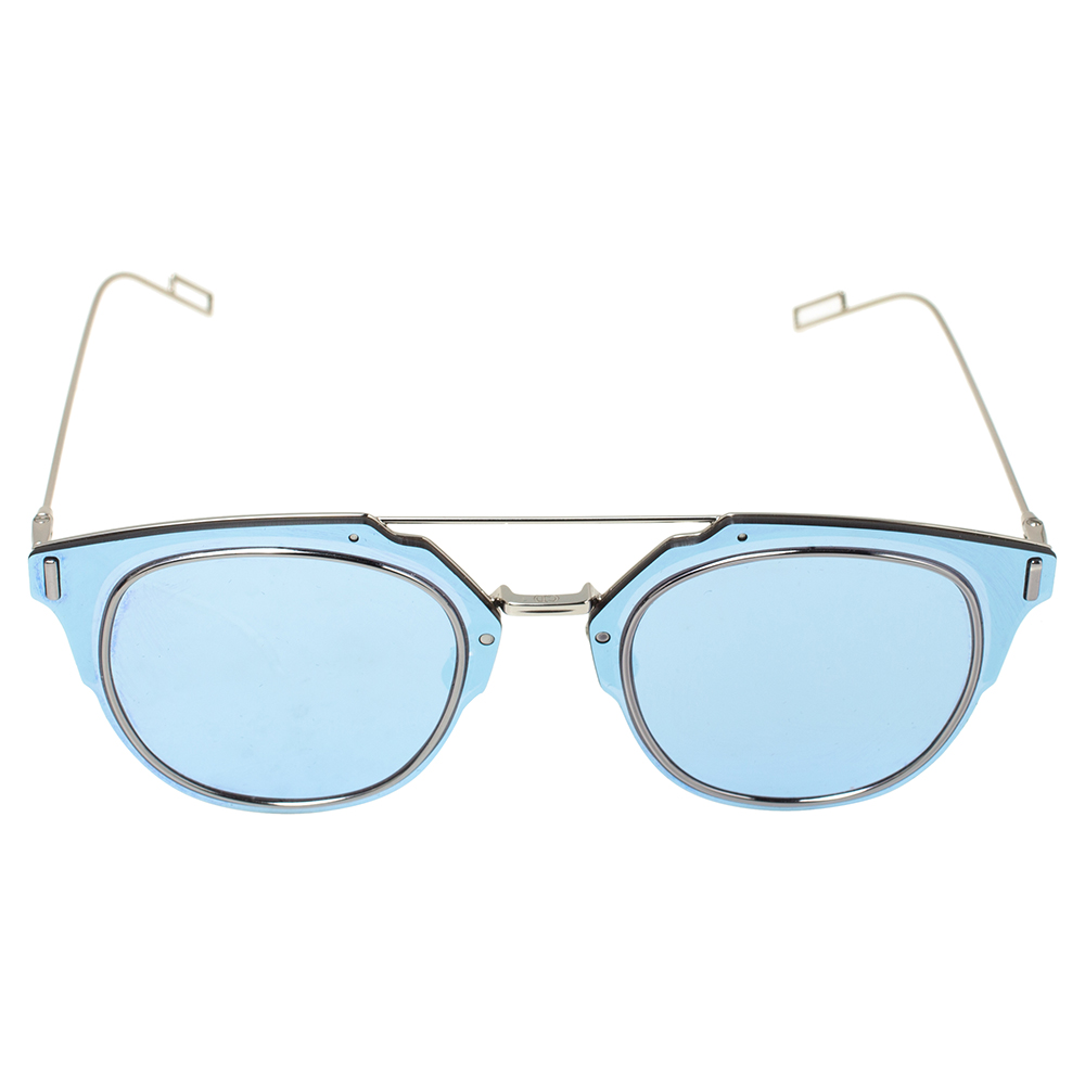 

Dior Homme Silver Tone/ Blue Mirrored DiorComposit1.0 Aviator Sunglasses
