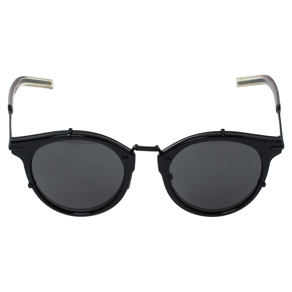 

Dior Homme Shiny & Matte Black/ Grey 0196S Round Sunglasses