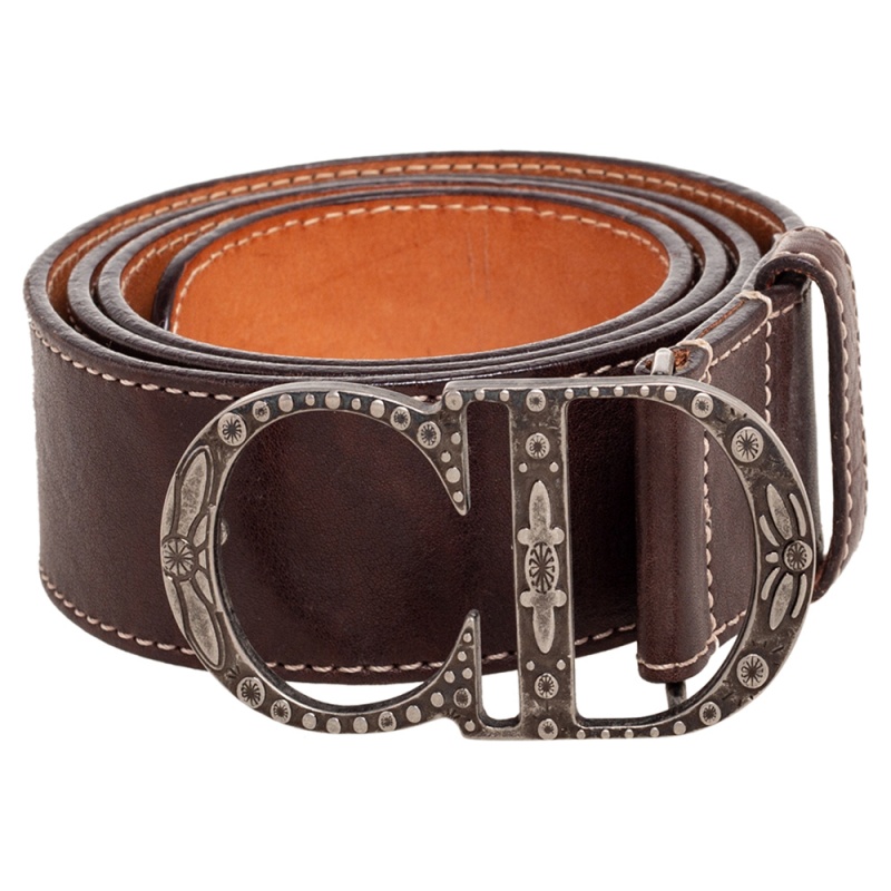 

Dior Dark Brown Leather CD Logo Belt