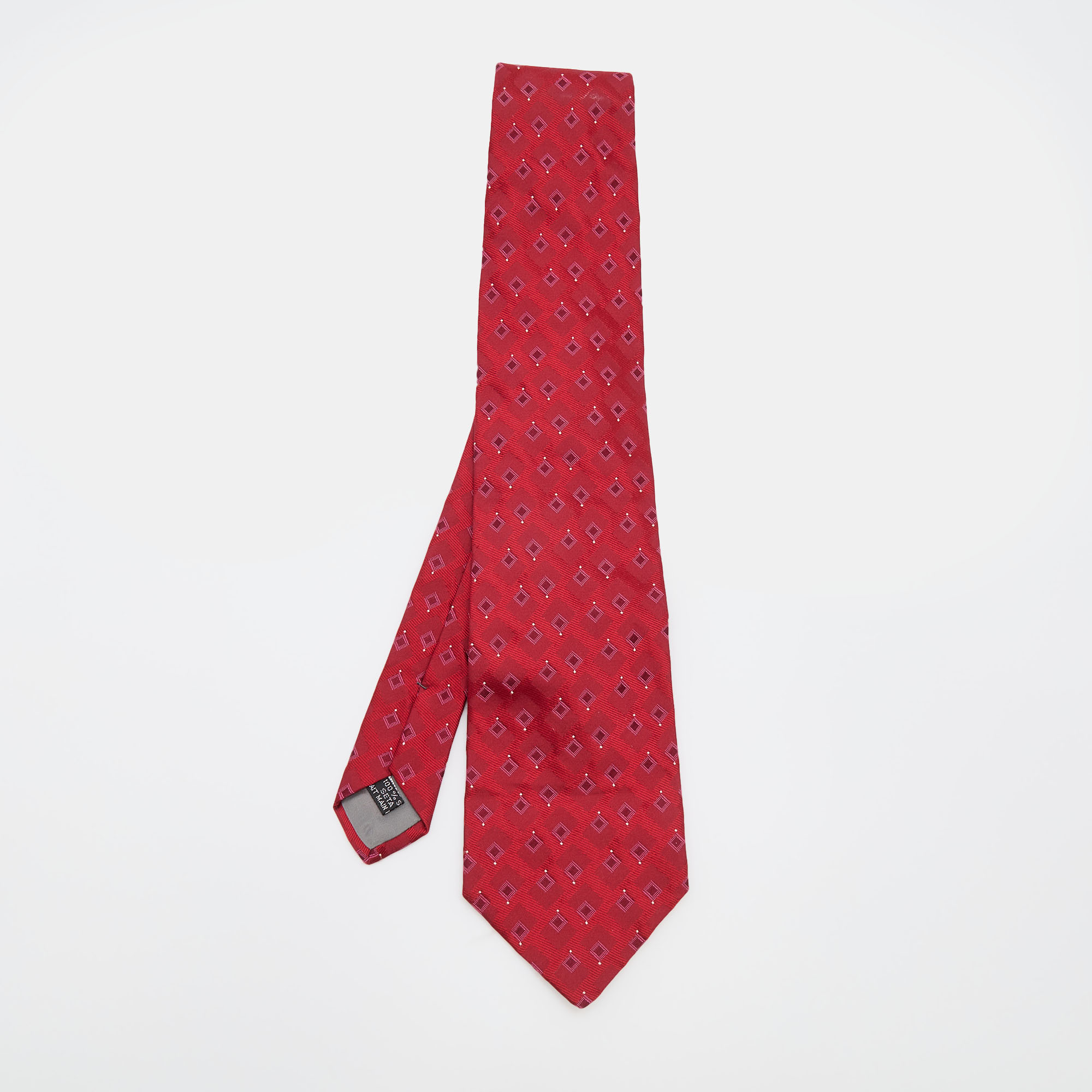 Pre-owned Dior Vintage Red Check Jacquard Silk Tie
