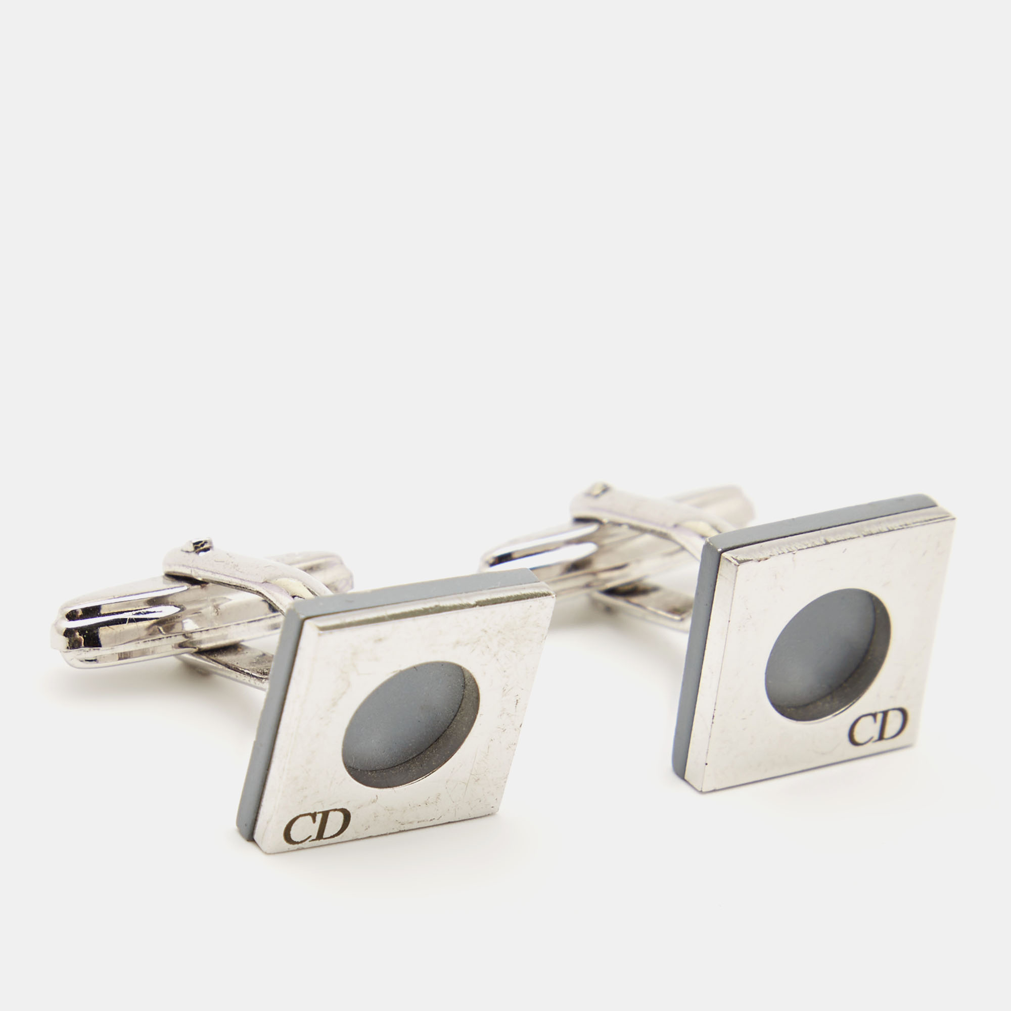 Pre-owned Dior Vintage Silver Tone Square Cufflinks