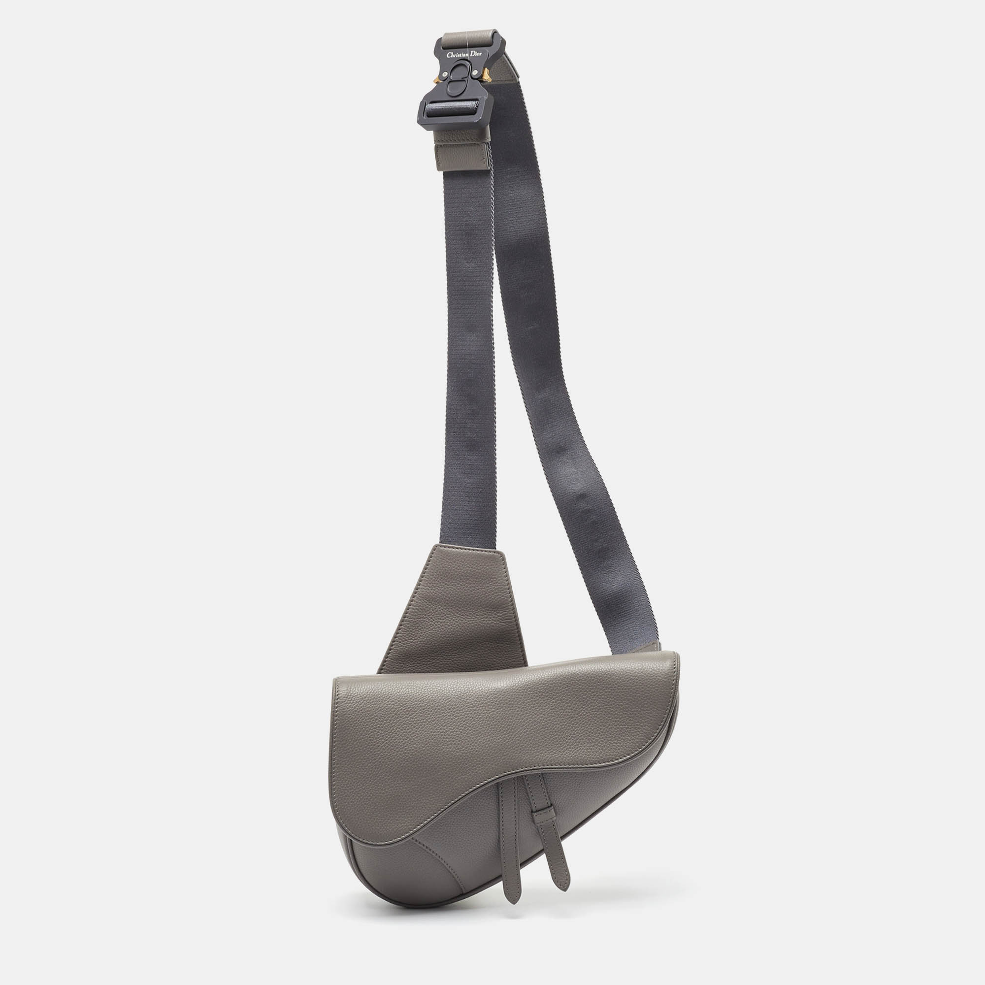 

Dior Grey Leather Saddle Bag