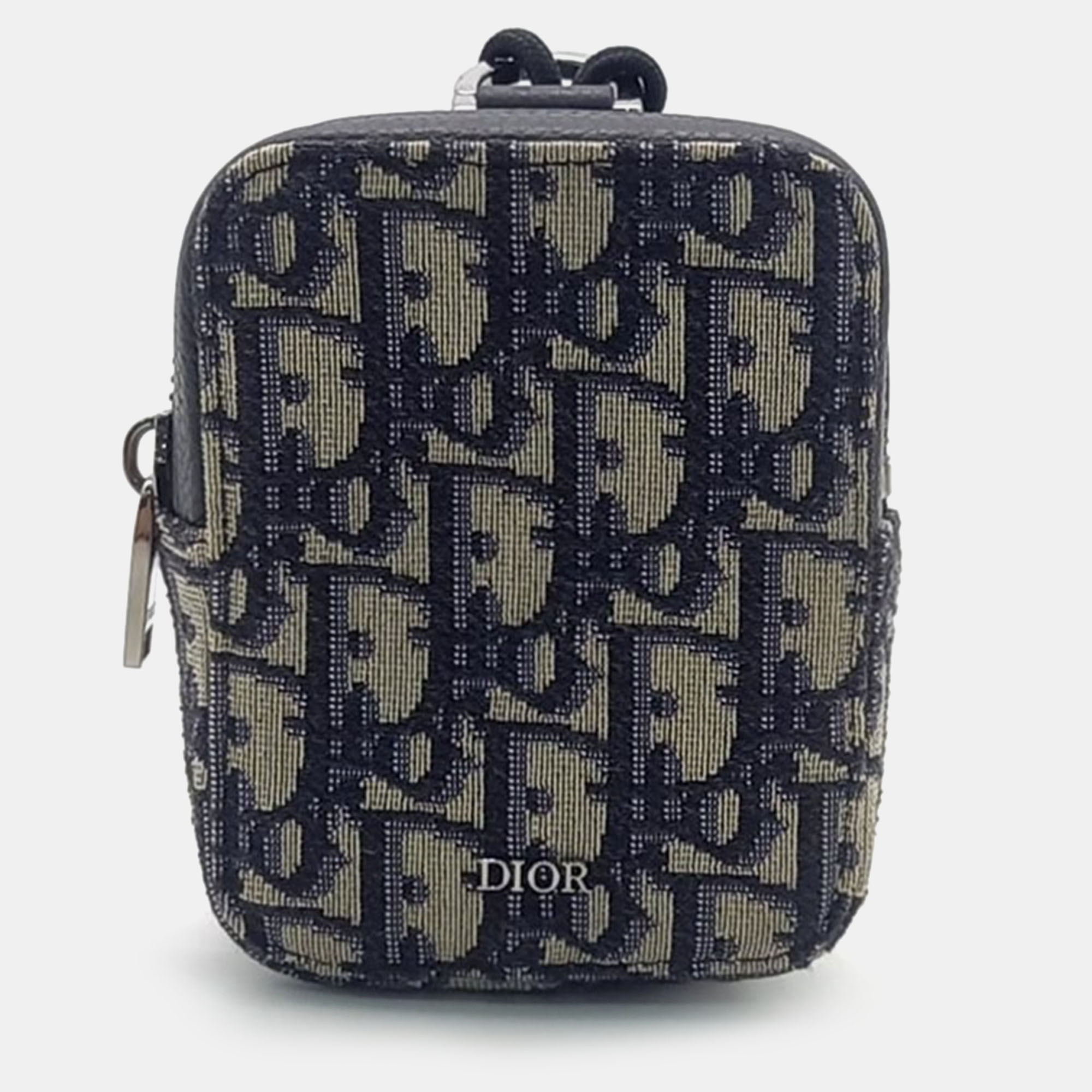 Pre-owned Dior Vertical Nano D Touch Pouch In Navy Blue