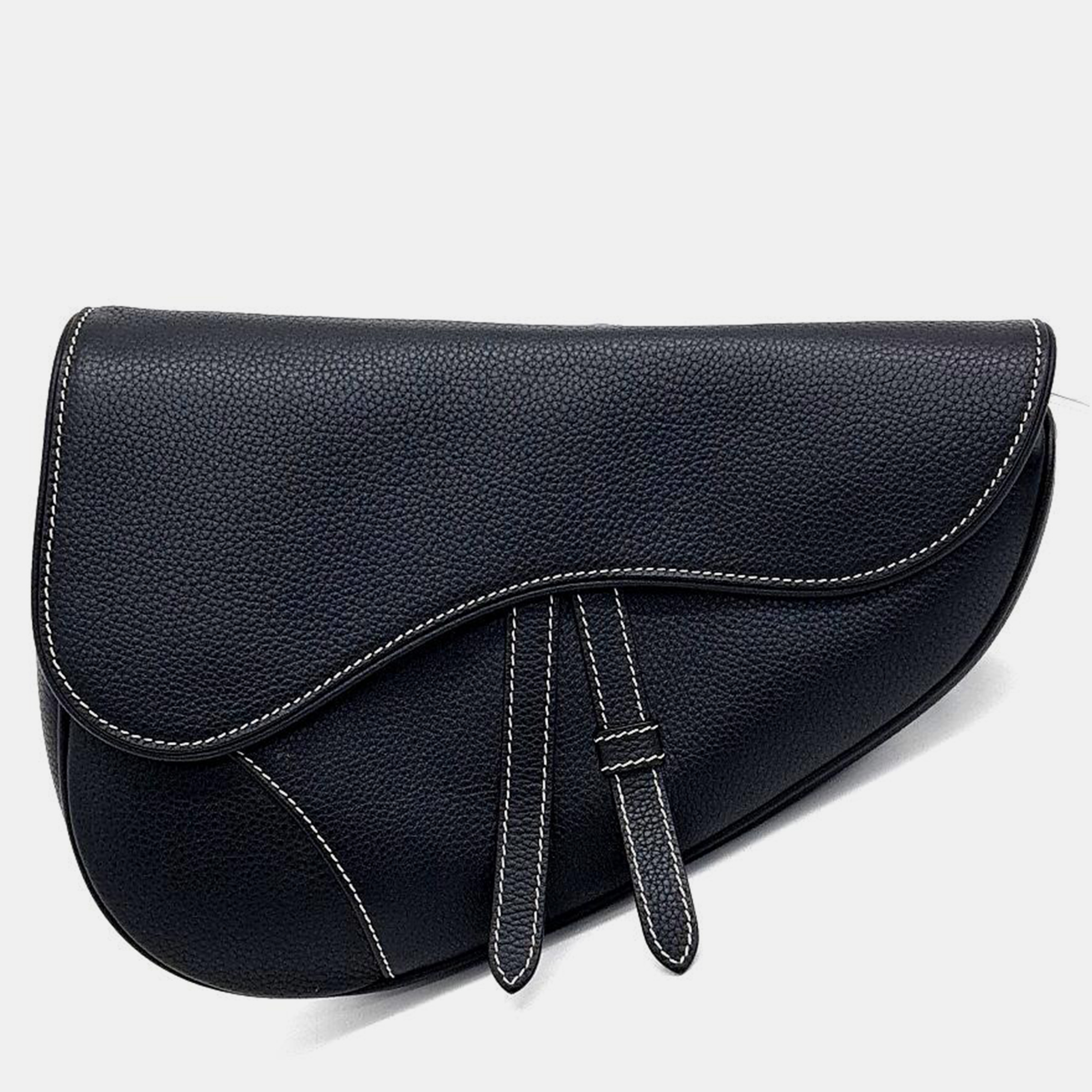 Pre-owned Dior Homme Saddle Bag In Black