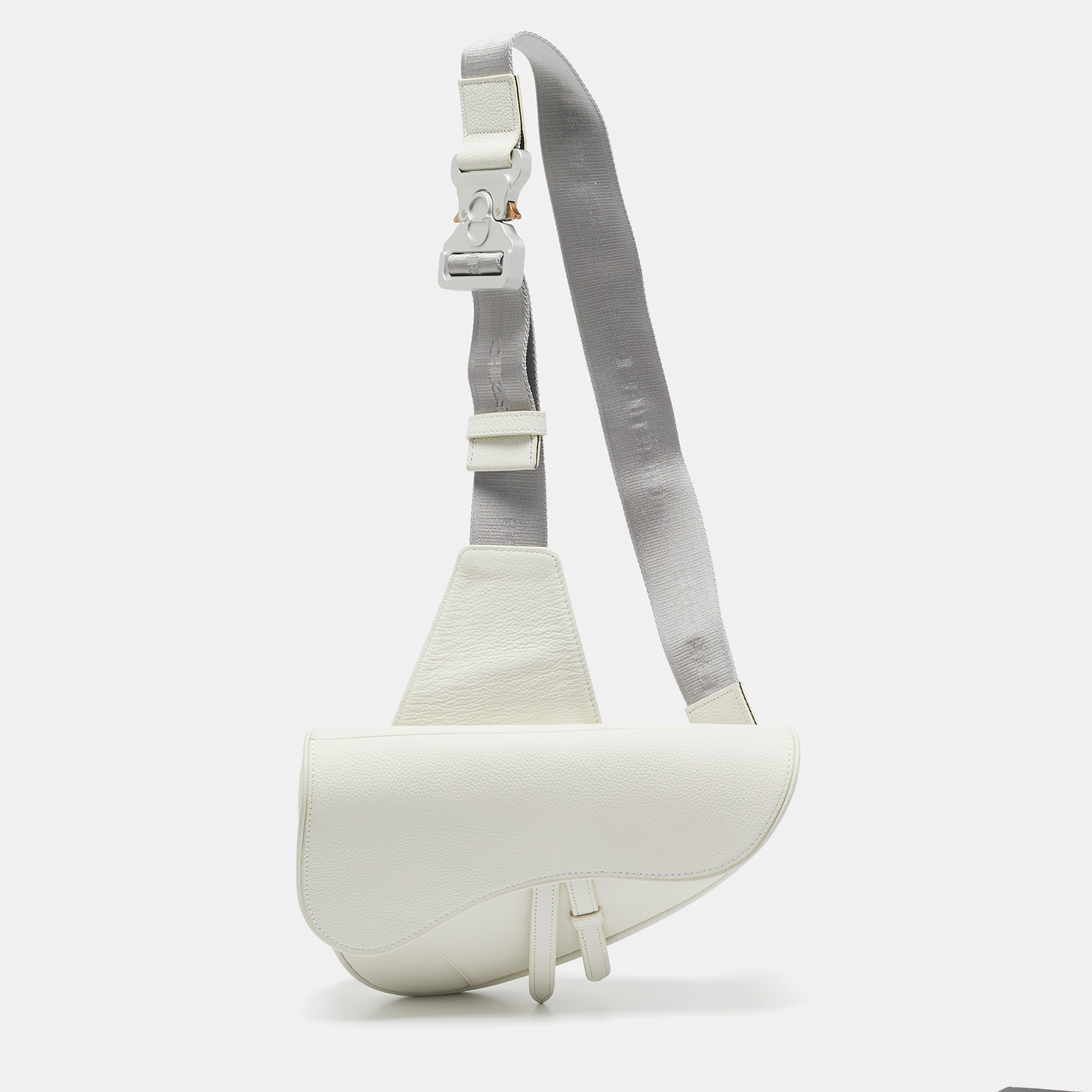 

Dior White Leather Saddle Bag