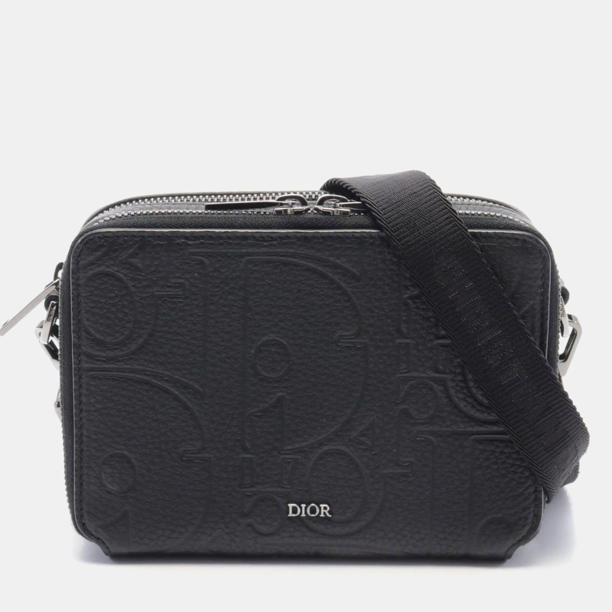 

Dior Black Debossed Leather Shoulder Bag