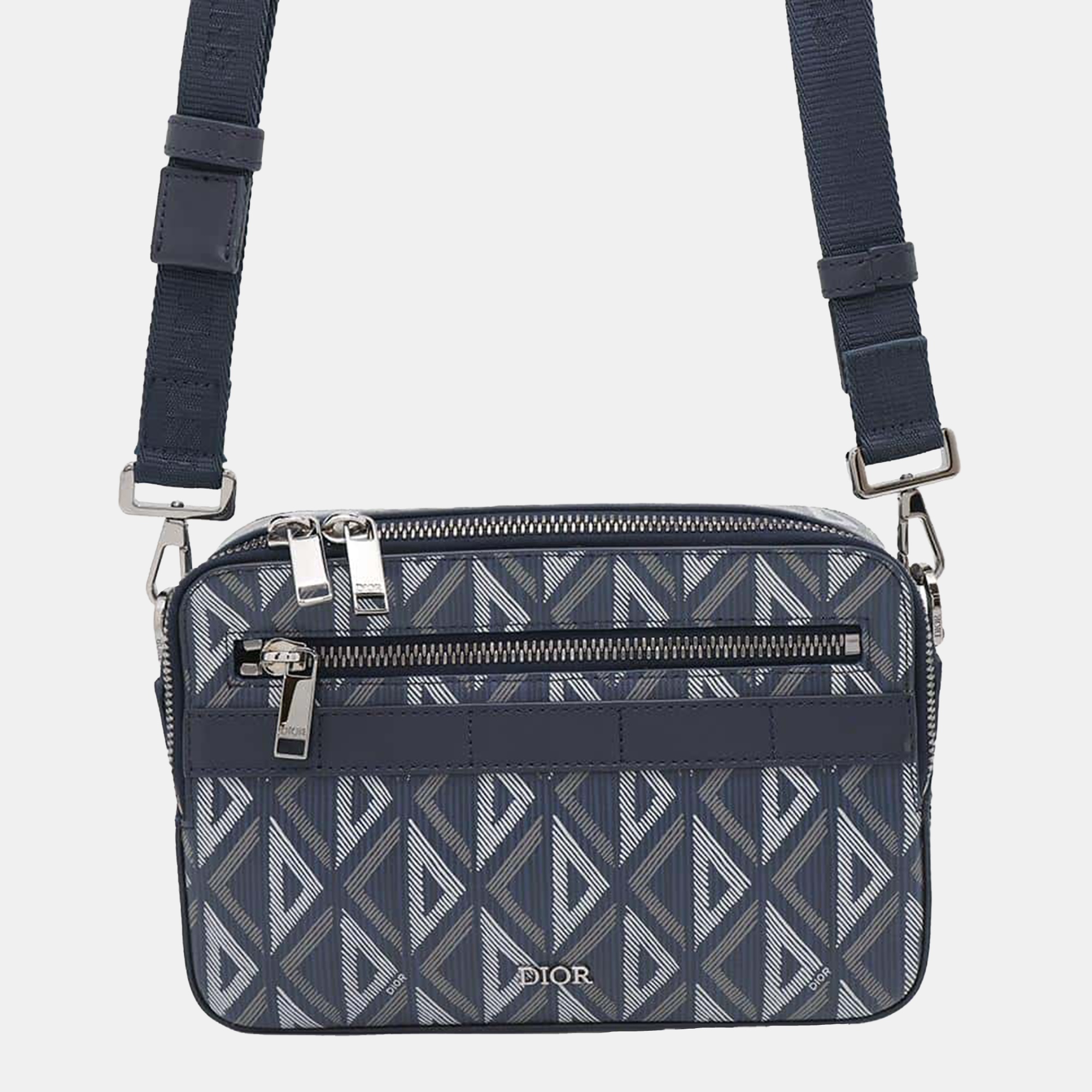 

Dior Navy PVC Coated Canvas Leather CD Diamond Safari Shoulder Bag, Navy blue