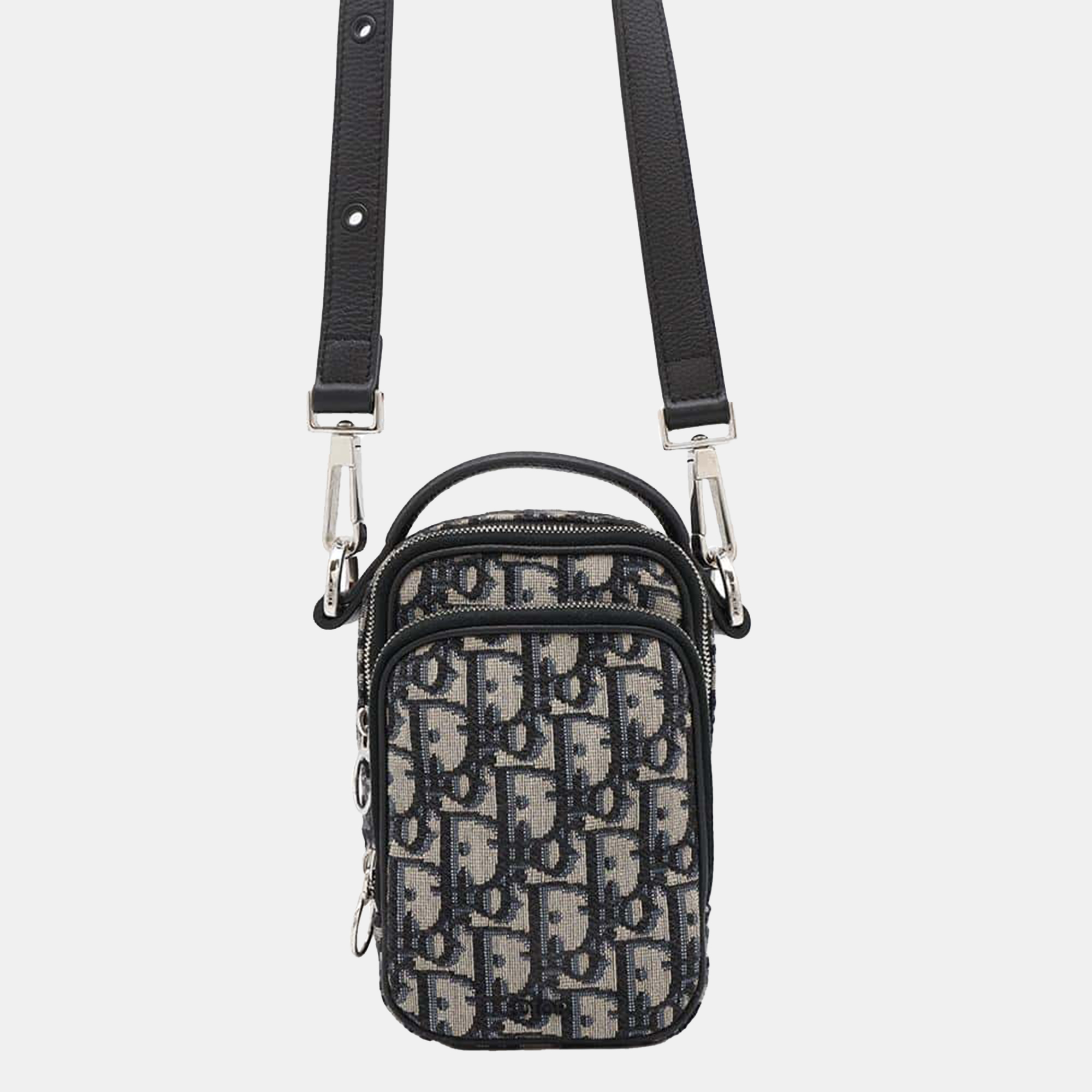 

Dior Navy Canvas Leather Oblique Shoulder Bag, Navy blue