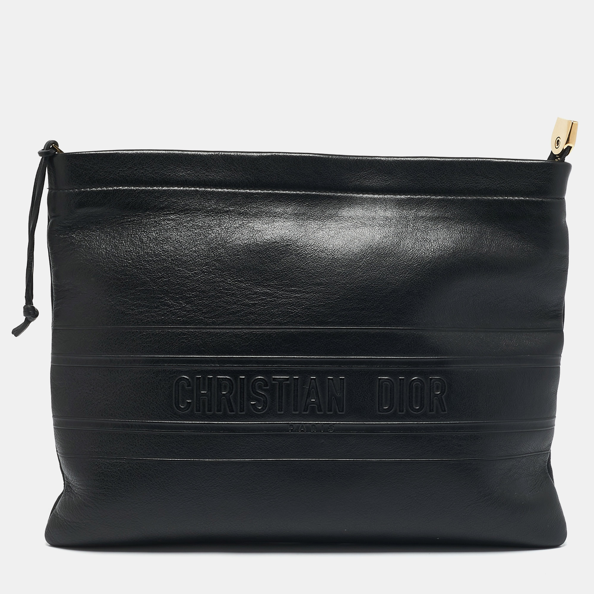 

Dior Black Leather Medium Dior Stripe Pouch