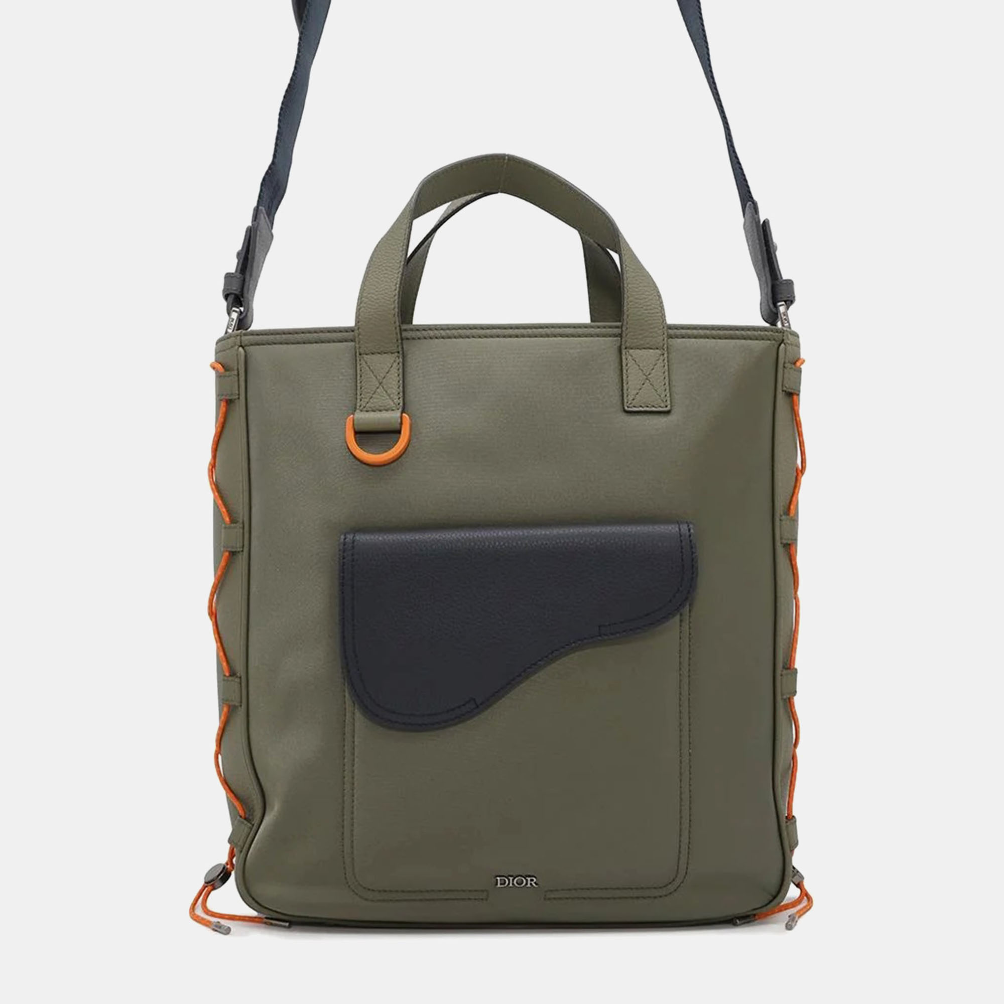 

Dior Green/Black Nylon Leather Sacai Collaboration Saddle Bag