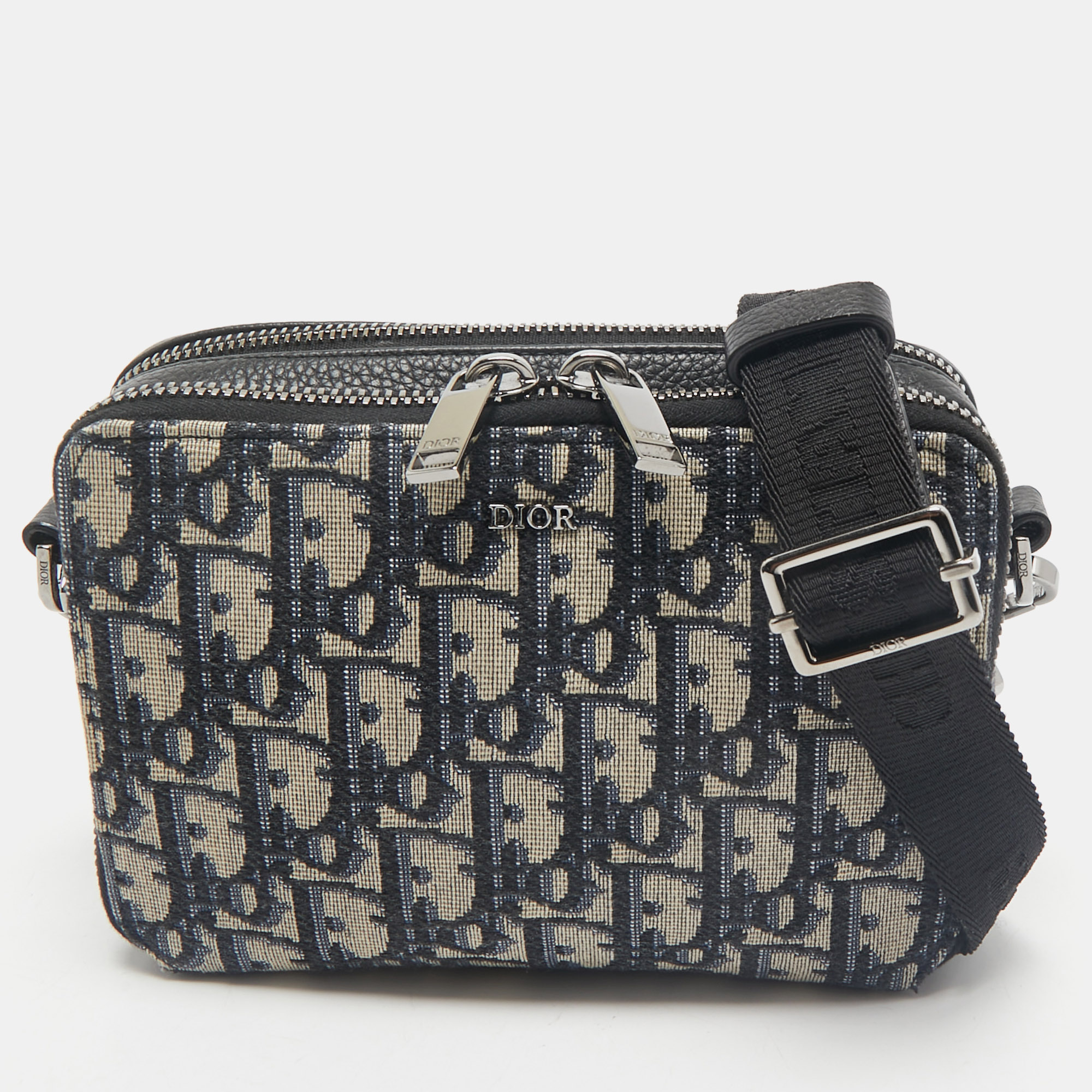 

Dior Blue Oblique Canvas Double Zip Pouch