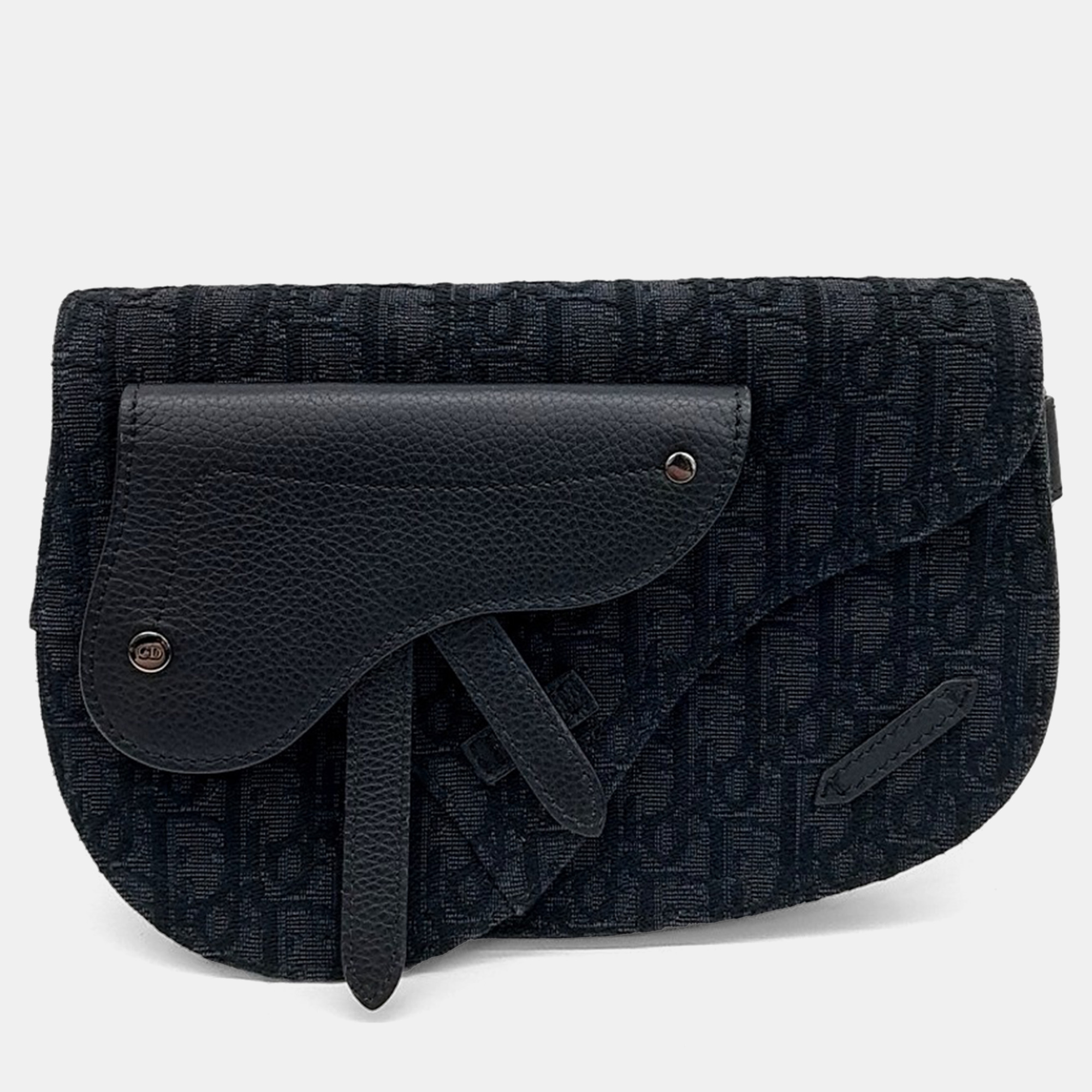 

Dior Black Fabric Oblique Saddle Pouch Bag