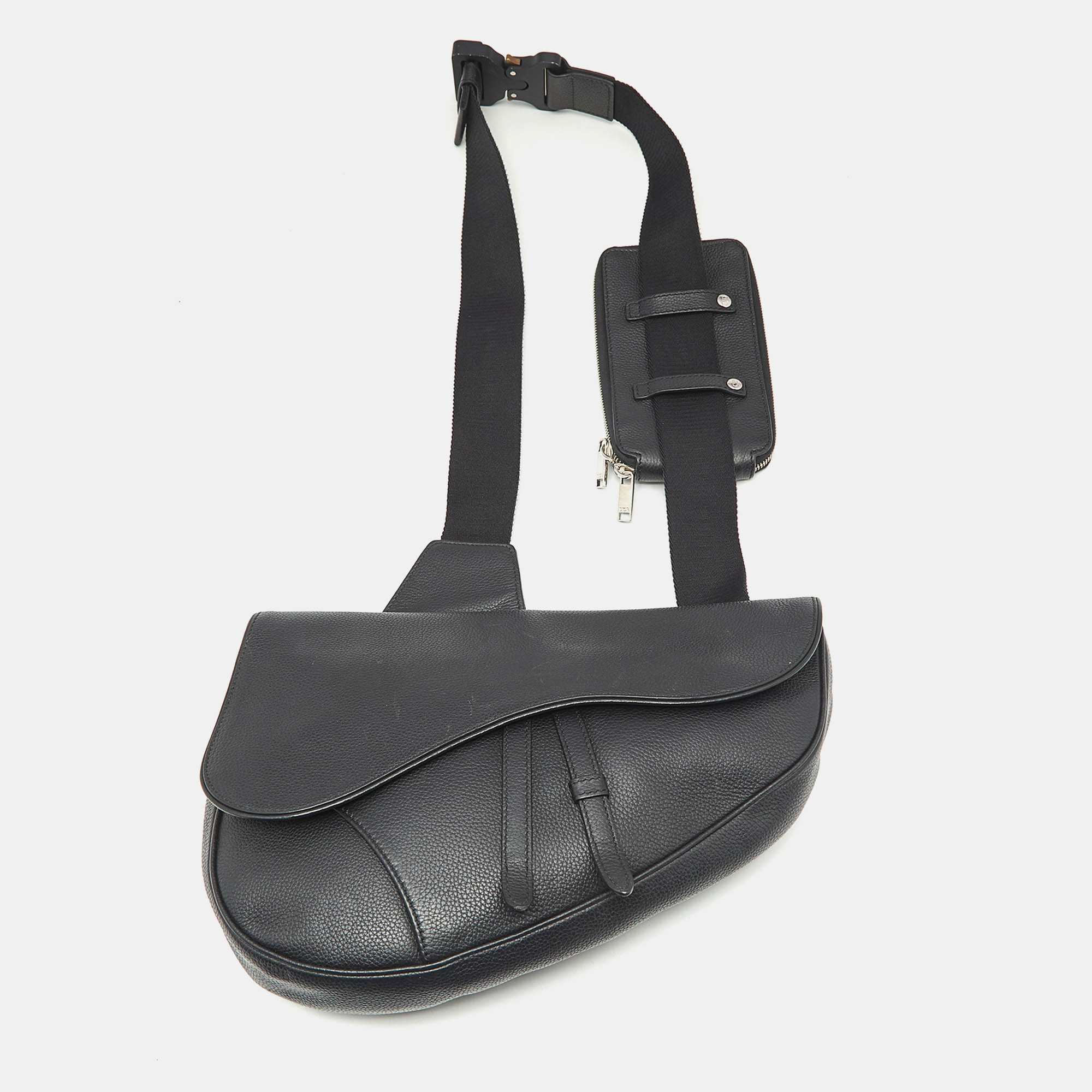 

Dior Black Leather Maxi Saddle Bag