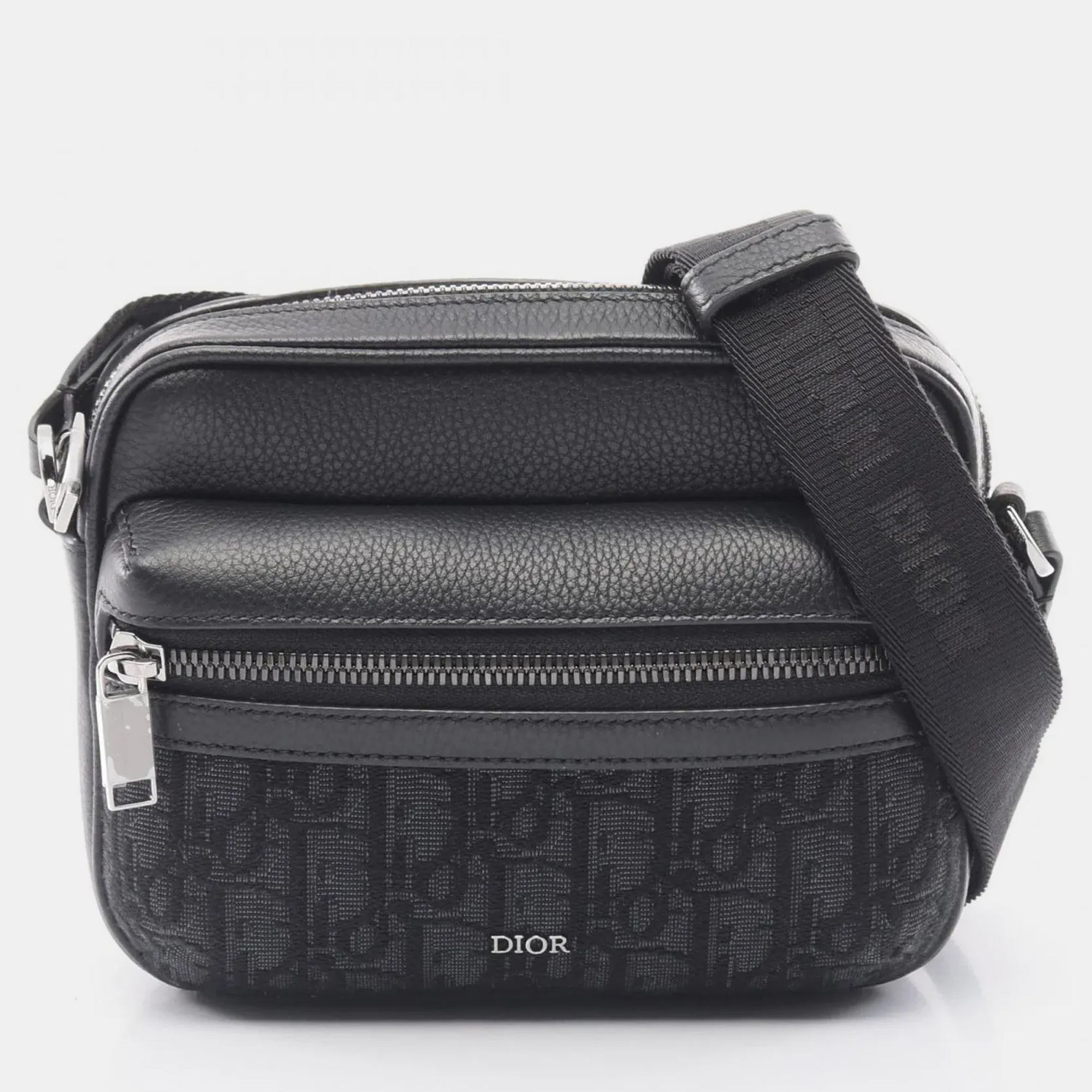 

Christian Dior Dior Rider 2.0 Zip Messenger Bag Mini Oblique Jacquard Canvas And Leather Black