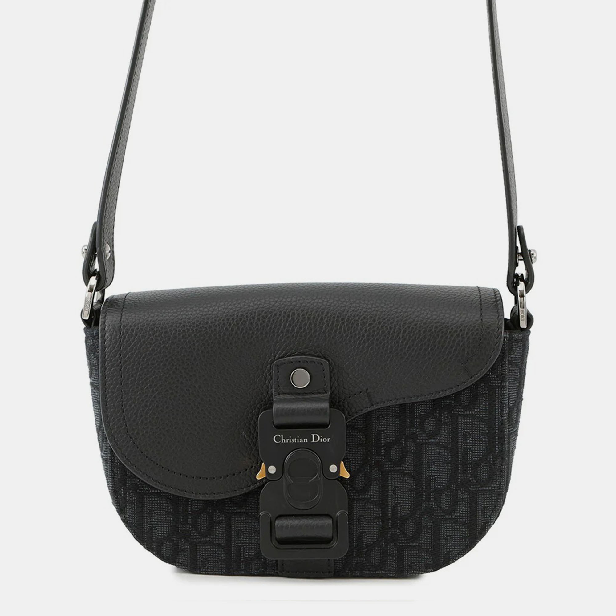 

Dior Oblique Saddle Shoulder Black Canvas Calf Leather Size Mini