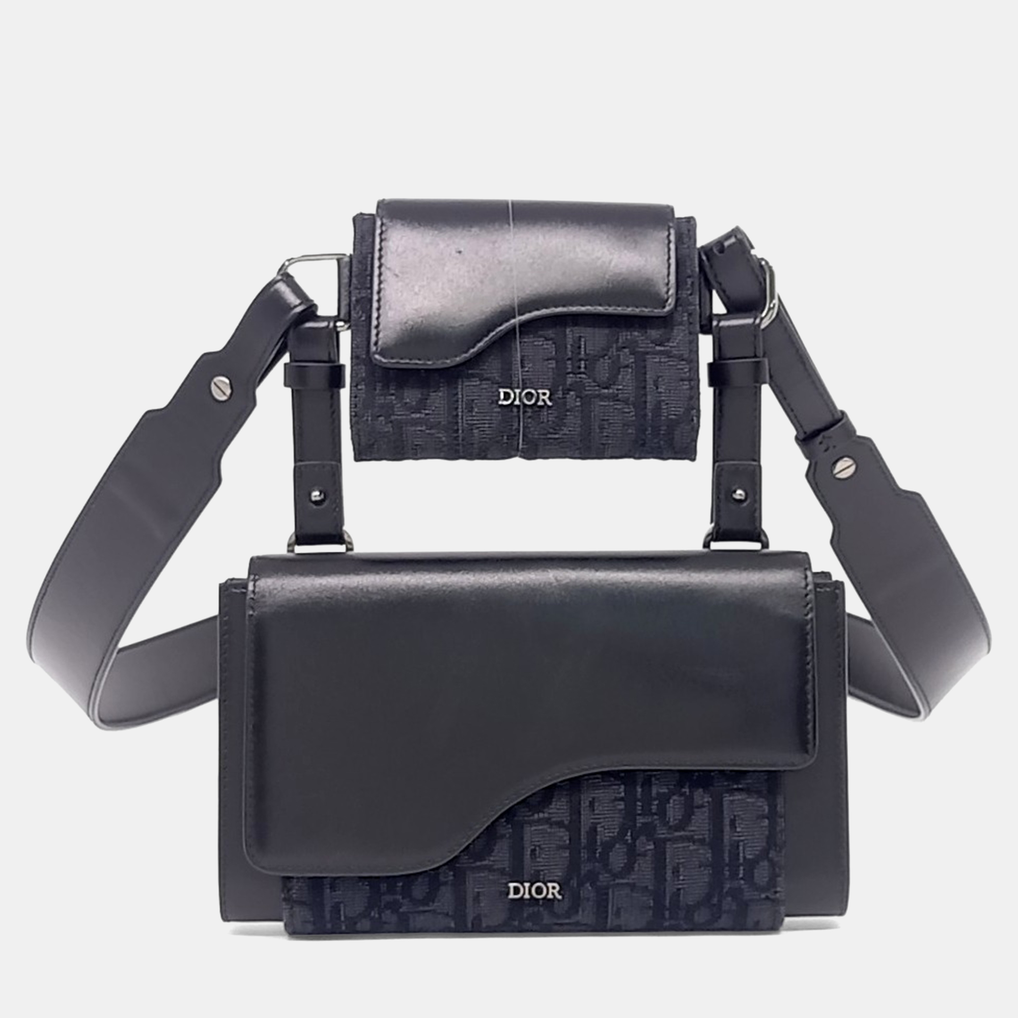 

Dior Black Blue Canvas and Leather Oblique Elite Pouch Crossbody Bag