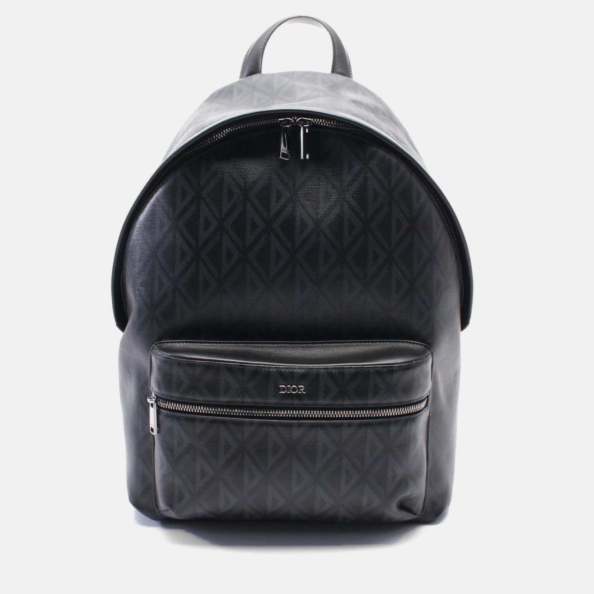 Pre-owned Dior Homme Rider Cd Diamond Backpack Pvc-coated Canvas And Leather Black/gray