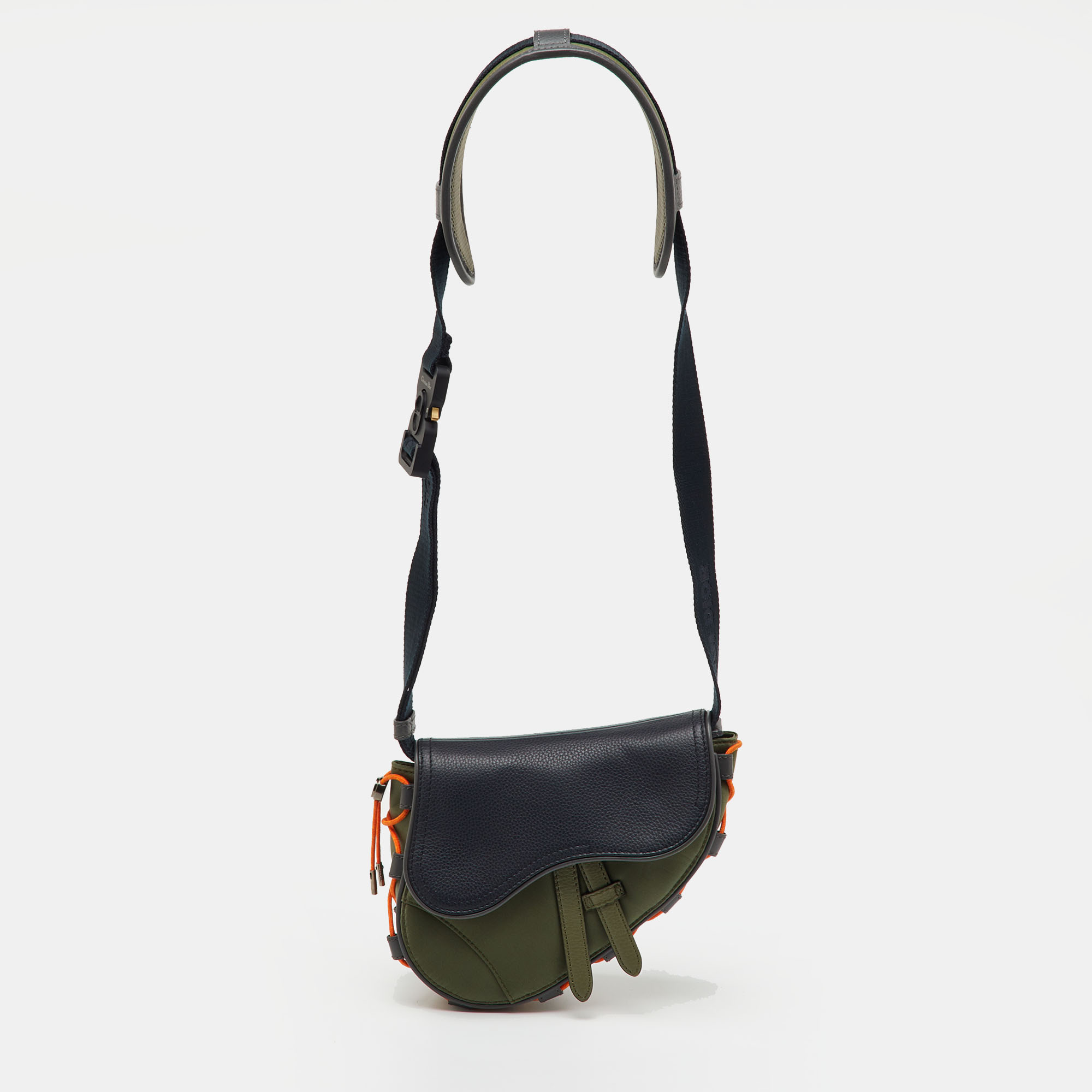 Dior x Sacai Multicolor Technical Fabric and Leather Mini Saddle Bag