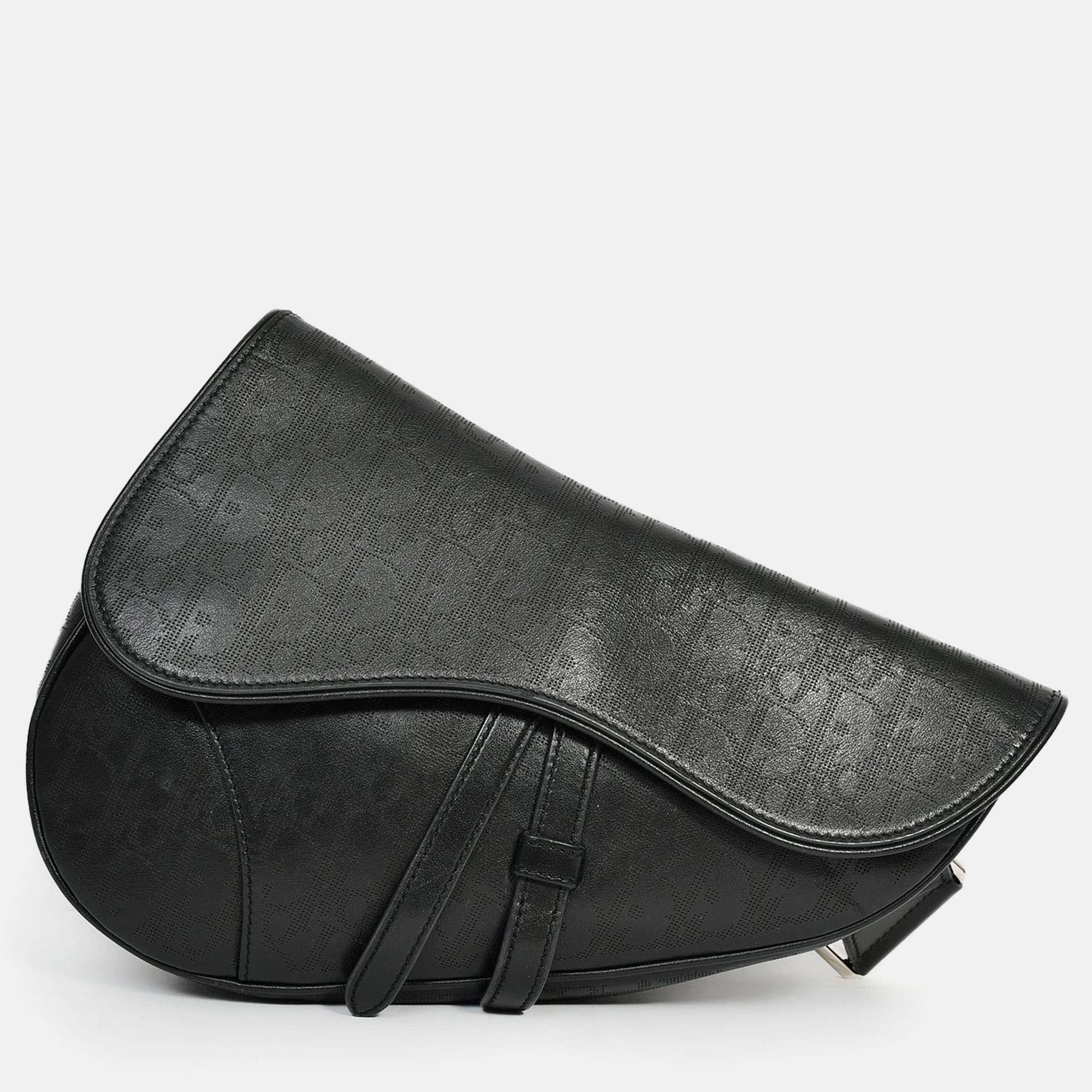 

Christian Dior 2020 Black Oblique Leather Saddle Bag (Mens)