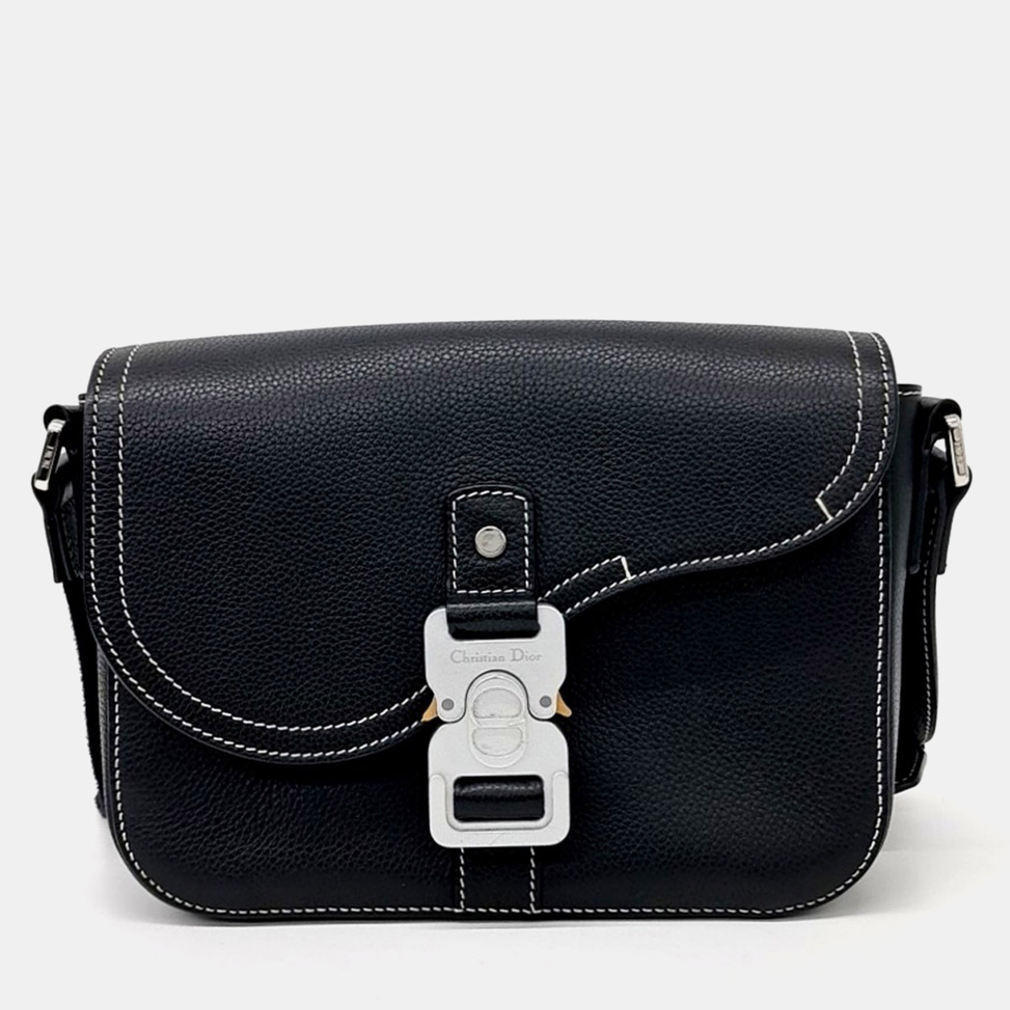 

Dior Black Leather Homme Saddle Mini Messenger Bag