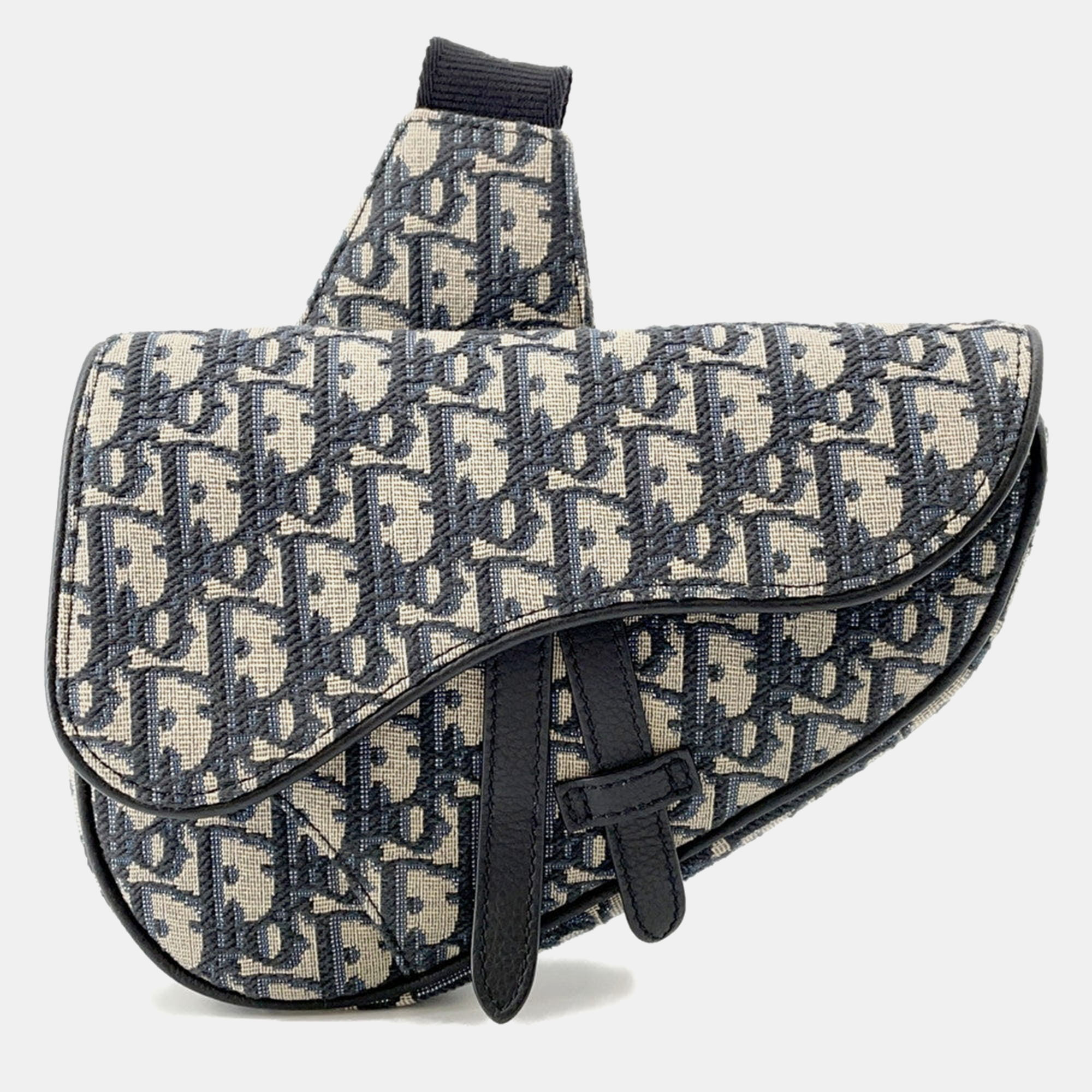 

Dior Oblique Saddlebag Navy Canvas Leather Size Mini, Navy blue