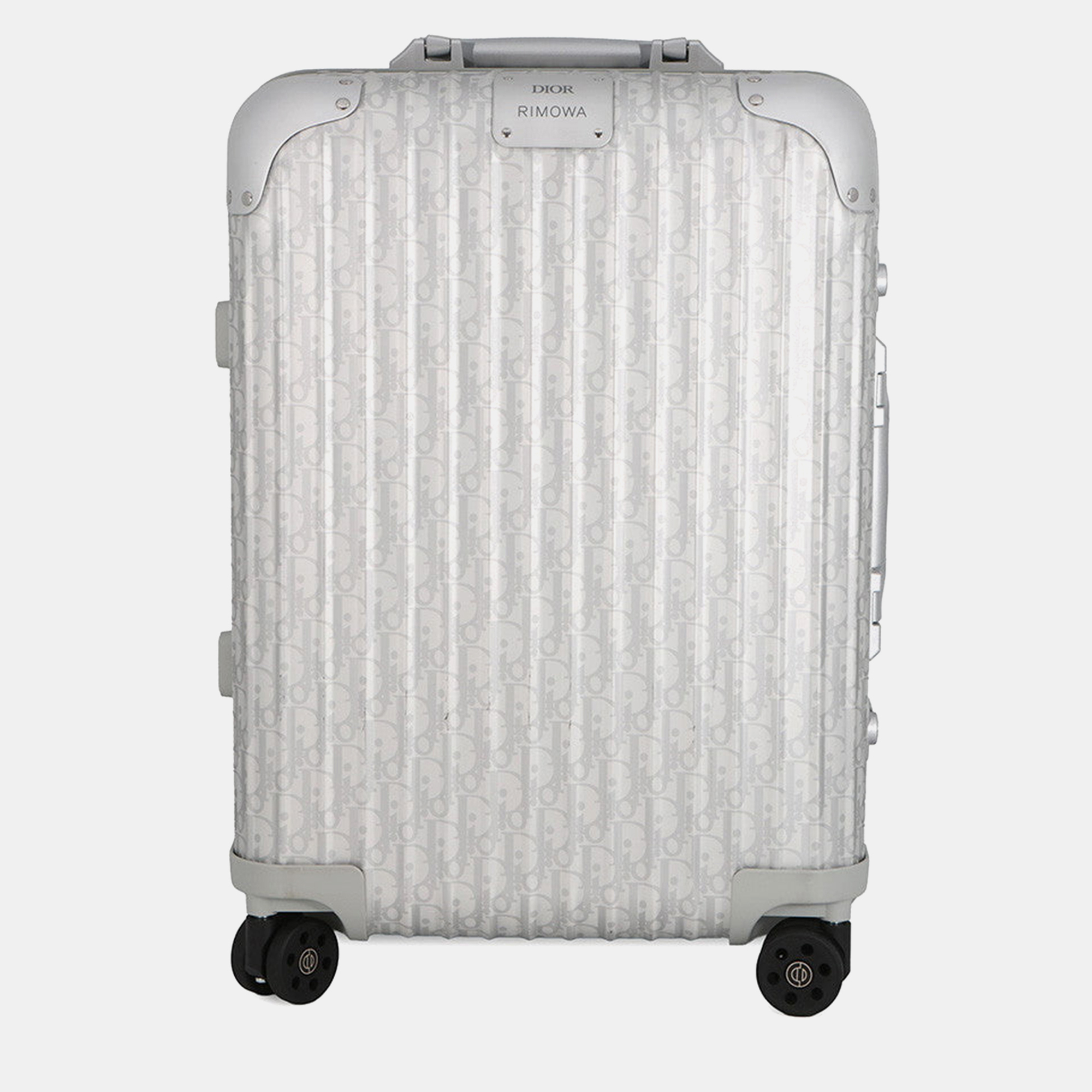 

Dior Rimowa Collaboration Cabin Suitcase Oblique Carry-On Silver Aluminium
