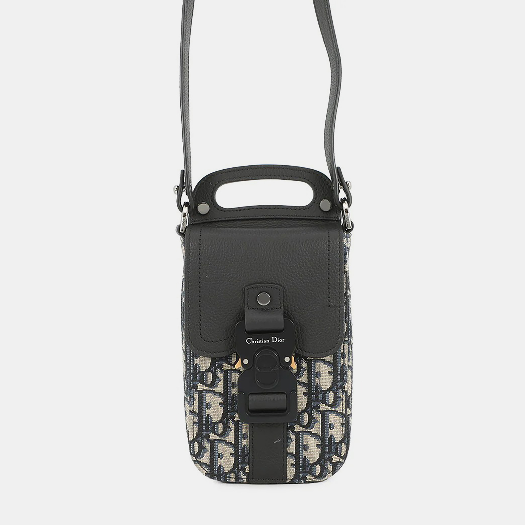 

Dior Oblique Saddle Vertical Pouch Black/Beige/Navy Leather Canvas