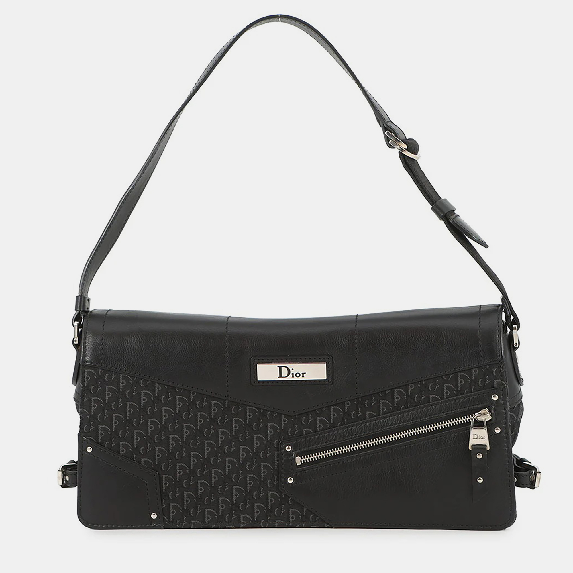

Dior Street Chic One Shoulder Bag Black Canvas Leather